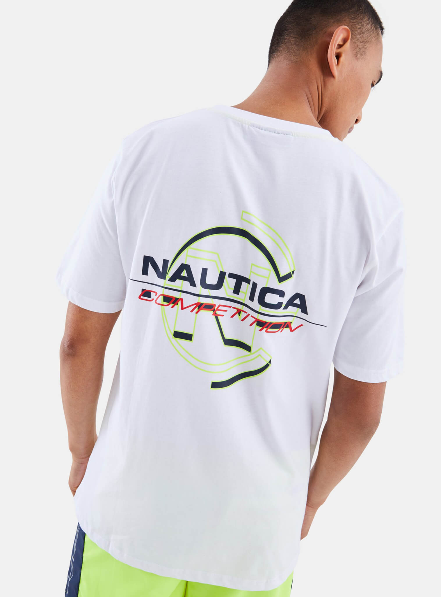 Polera Manga Corta Logo Nautica Competition Neon Hombre