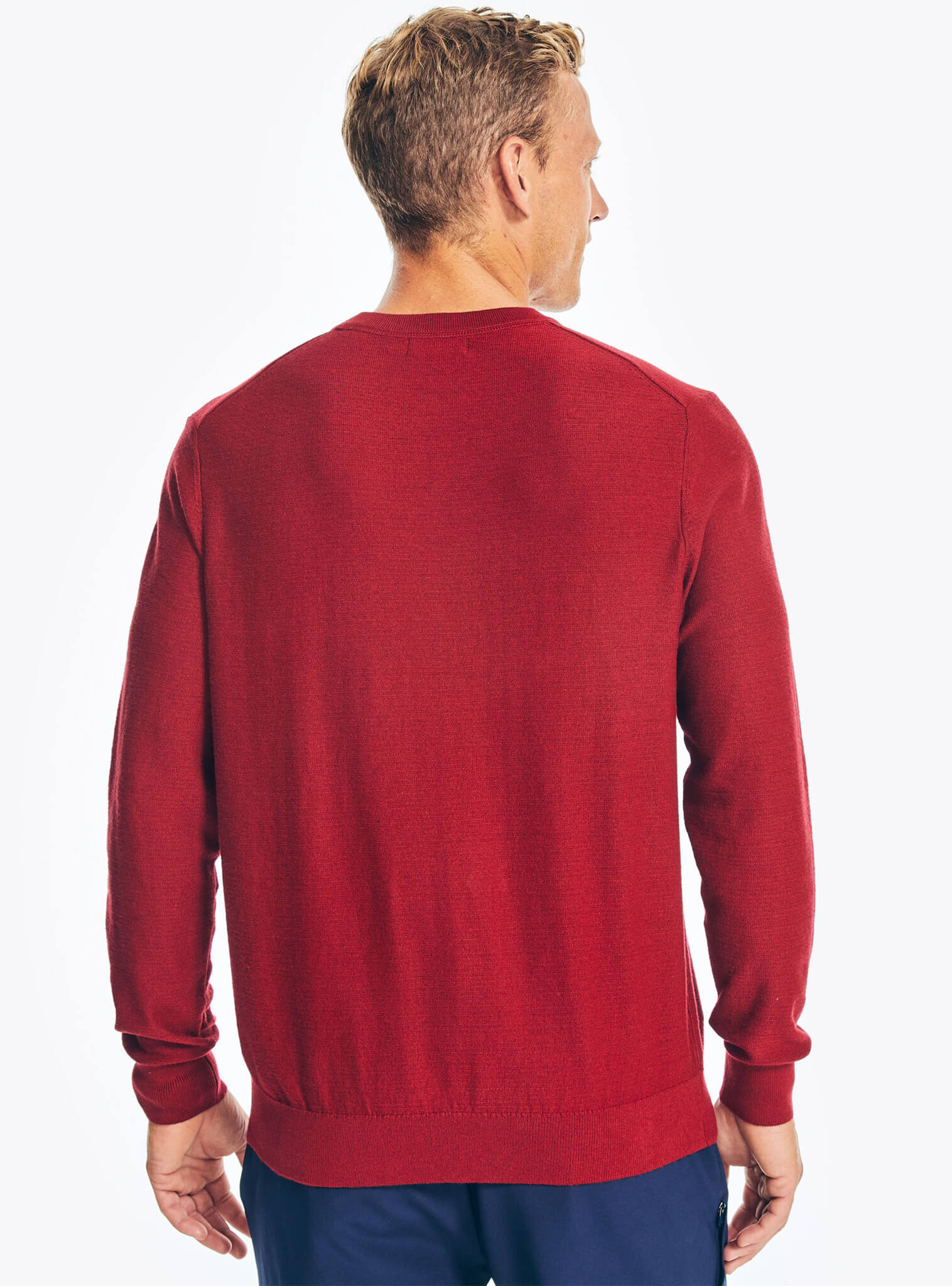 Sweater Manga Larga Texturizado Cuello Redondo Navtech Rojo Hombre
