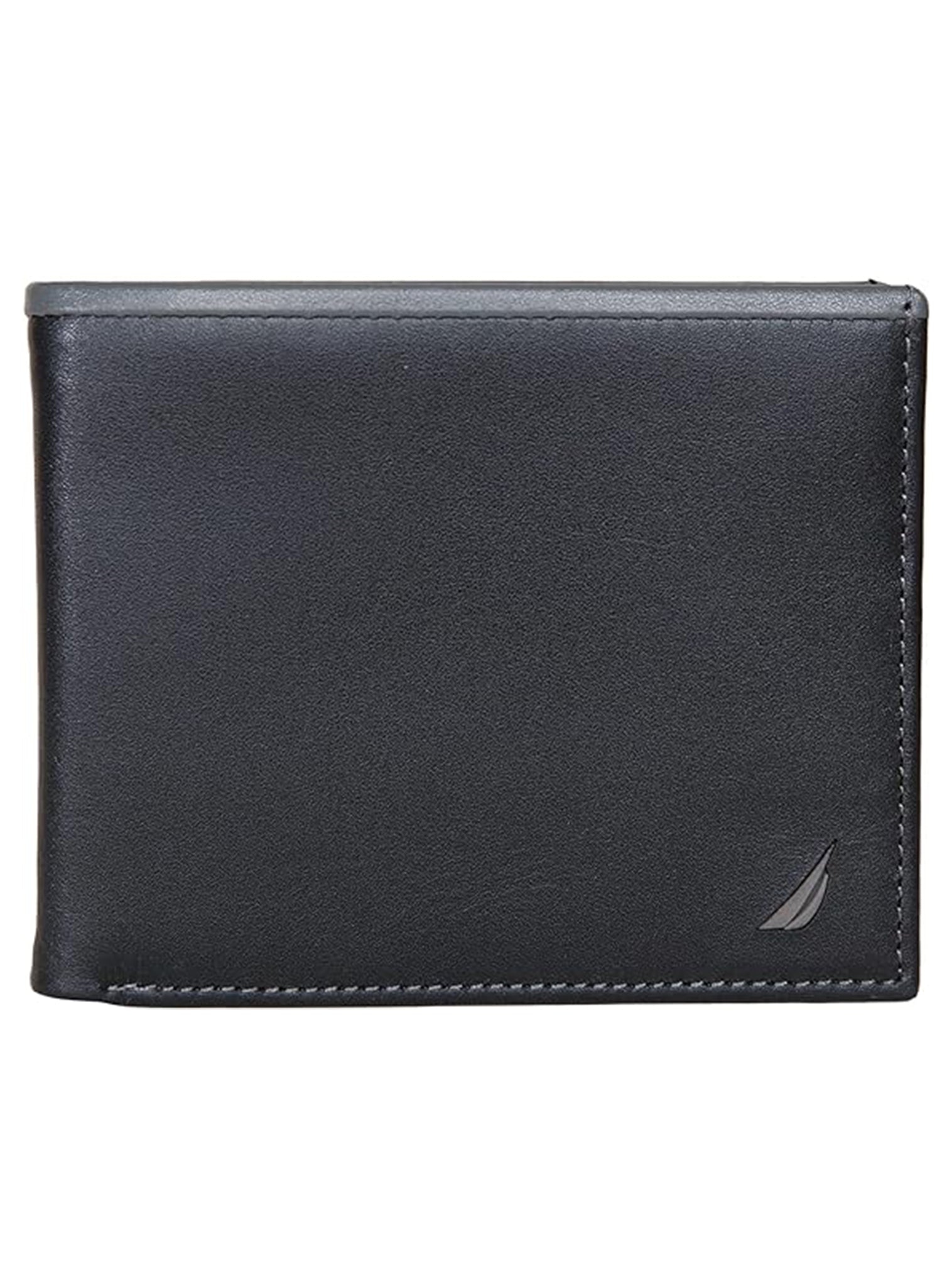 Billetera De Cuero Lisa Logo A Contraste Hombre
