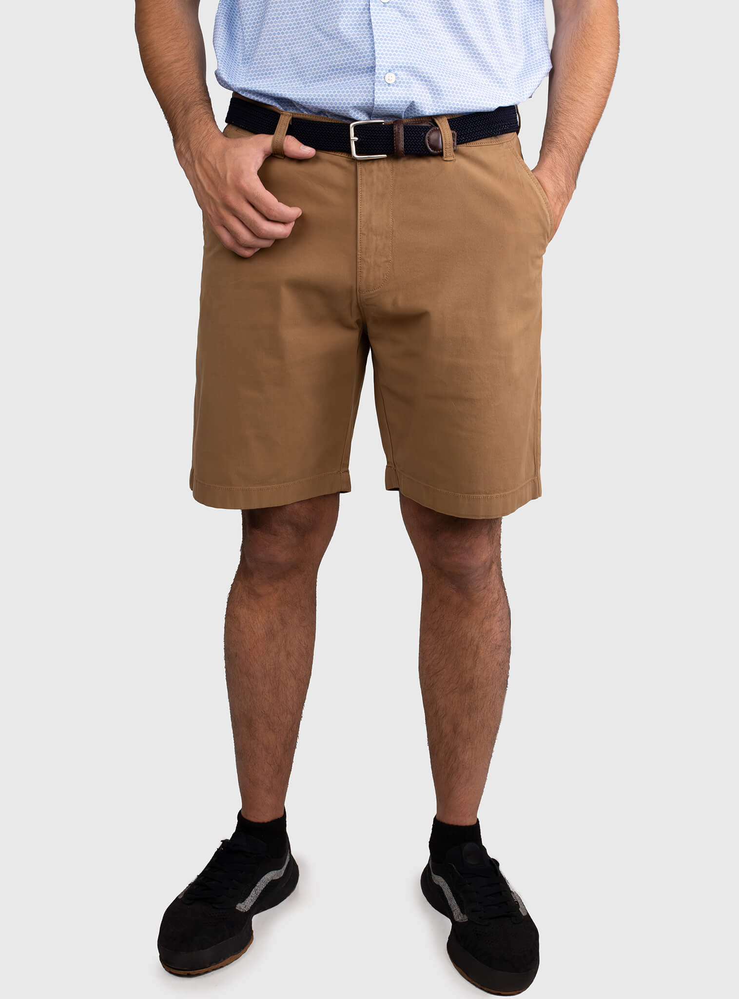 Bermuda Clásica Sólida Khaki Hombre