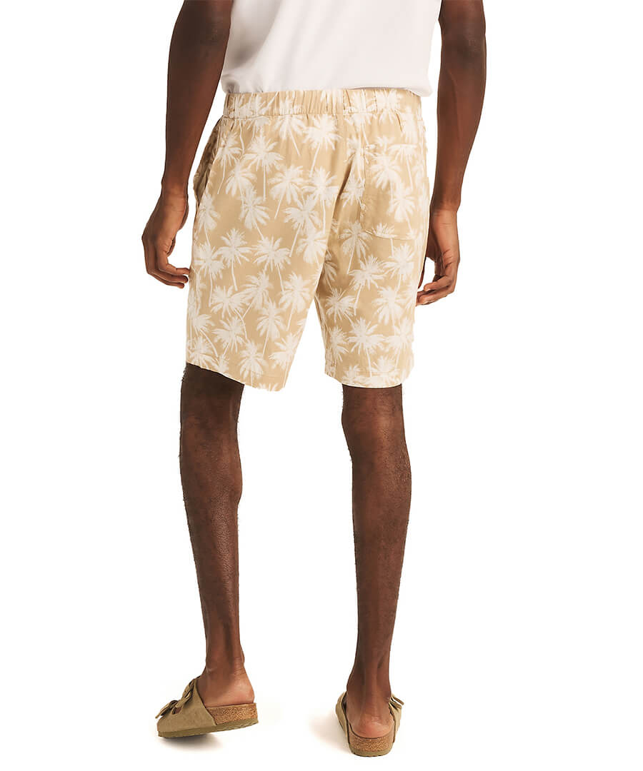 Bermuda Clásica Palmeras Beige Lino Hombre