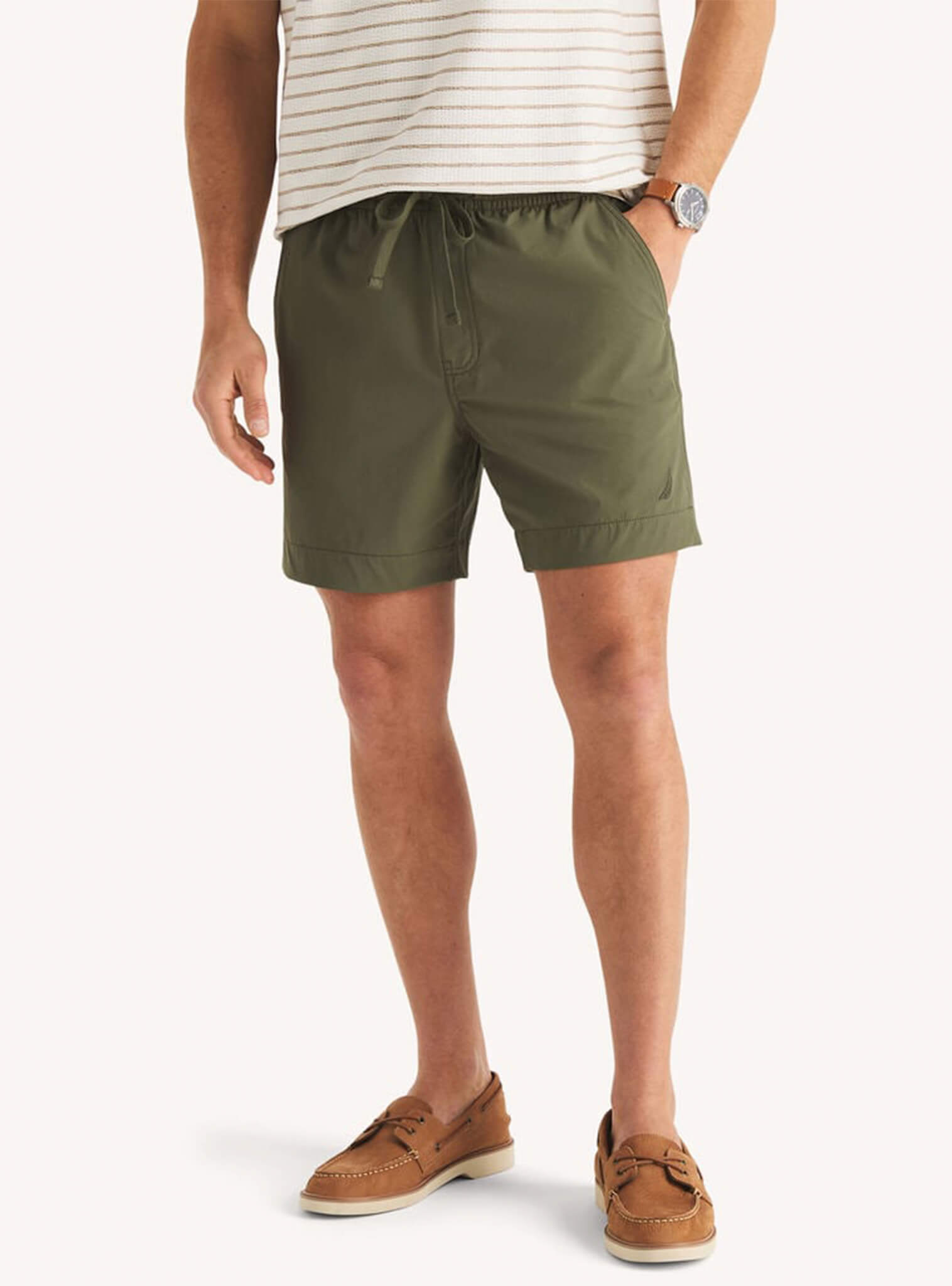 Bermuda Corta Cintura Elasticada Verde Oliva Hombre