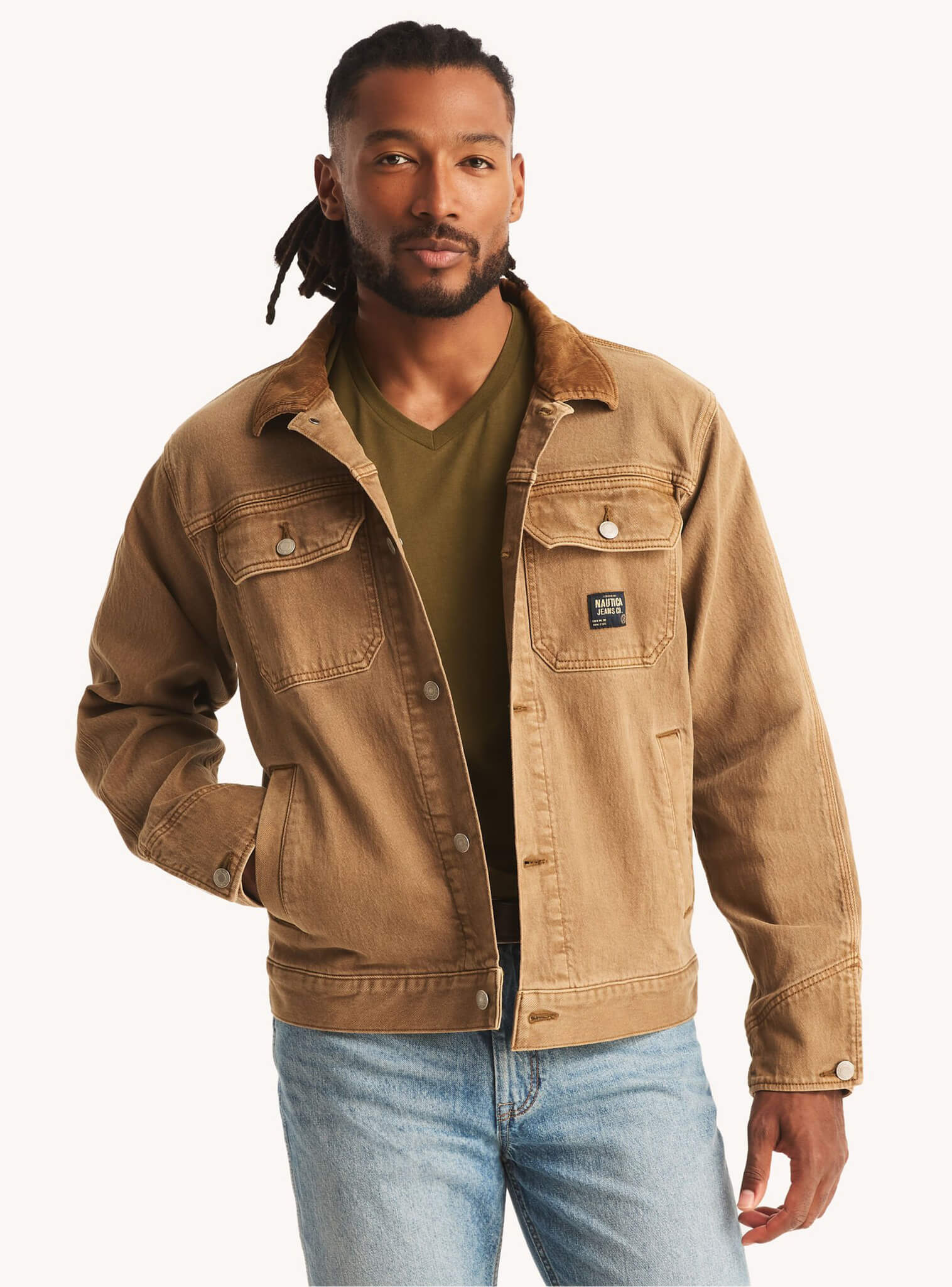 Jeans Chamarra De Mezclilla Color Cafe Chamarra Cuadrada Mujer