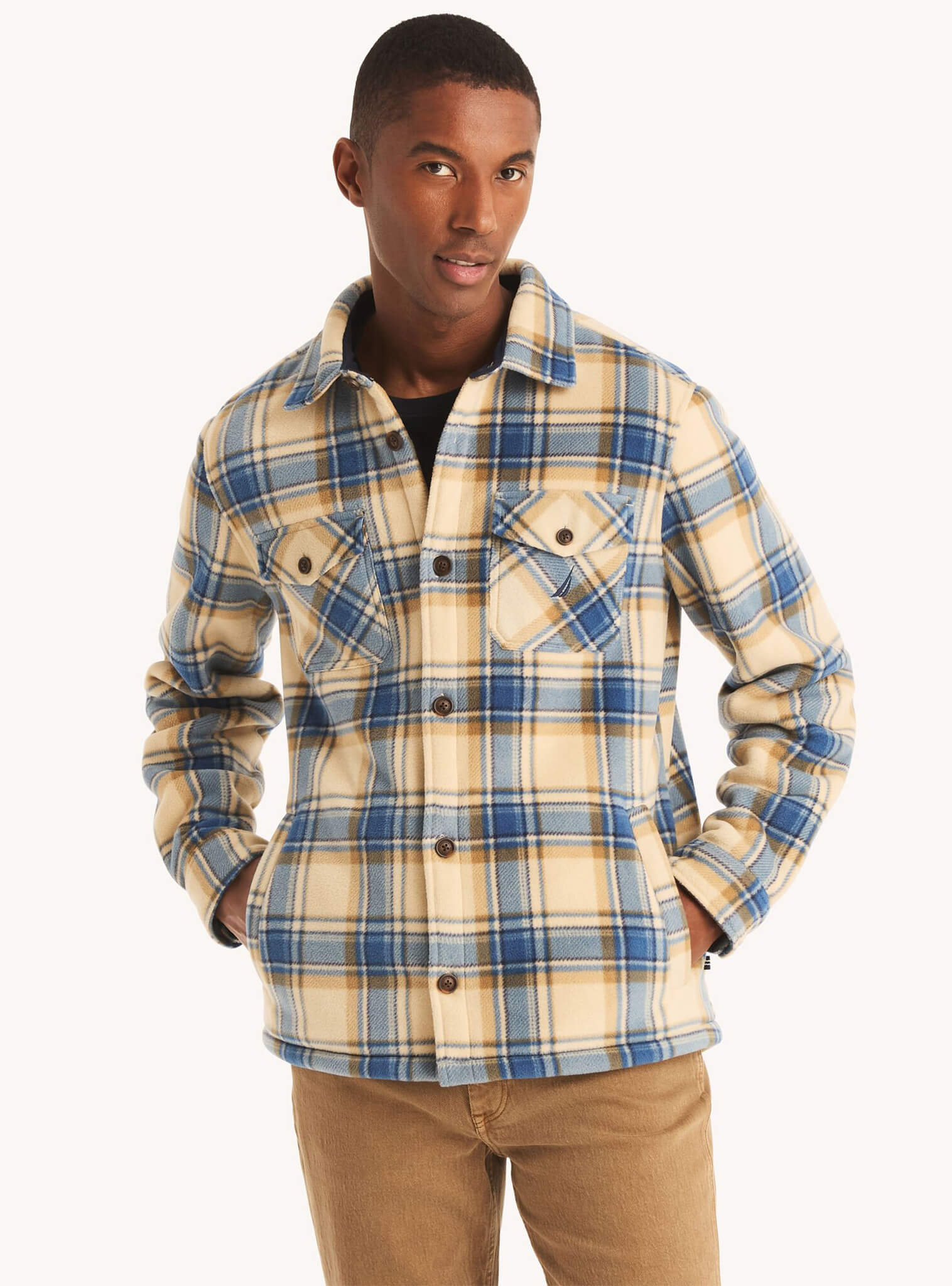 Poleron Sobrecamisa Abotonado Sherpa Beige Hombre