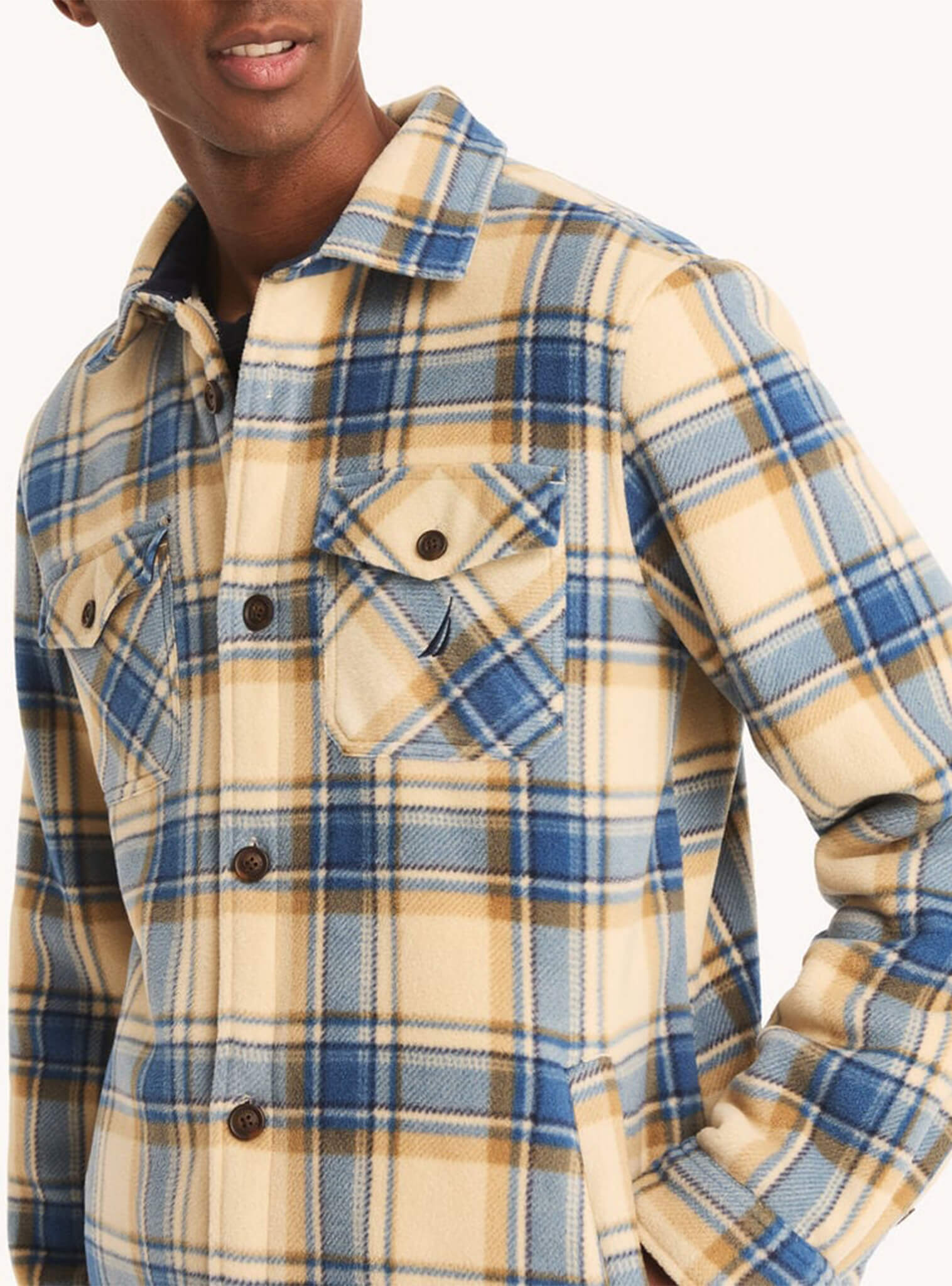 Poleron Sobrecamisa Abotonado Sherpa Beige Hombre