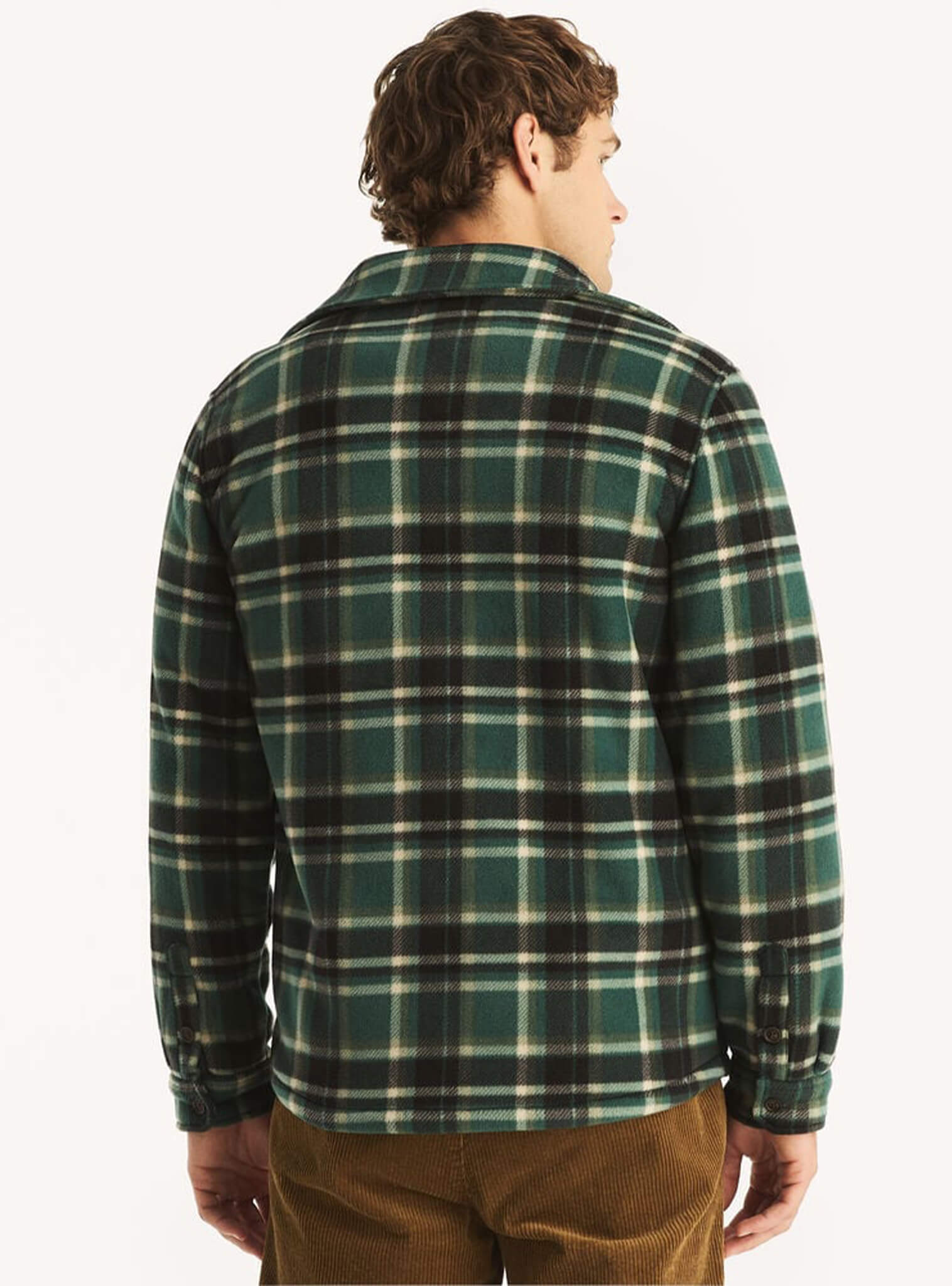 Poleron Sobrecamisa Abotonado Sherpa Verde Hombre
