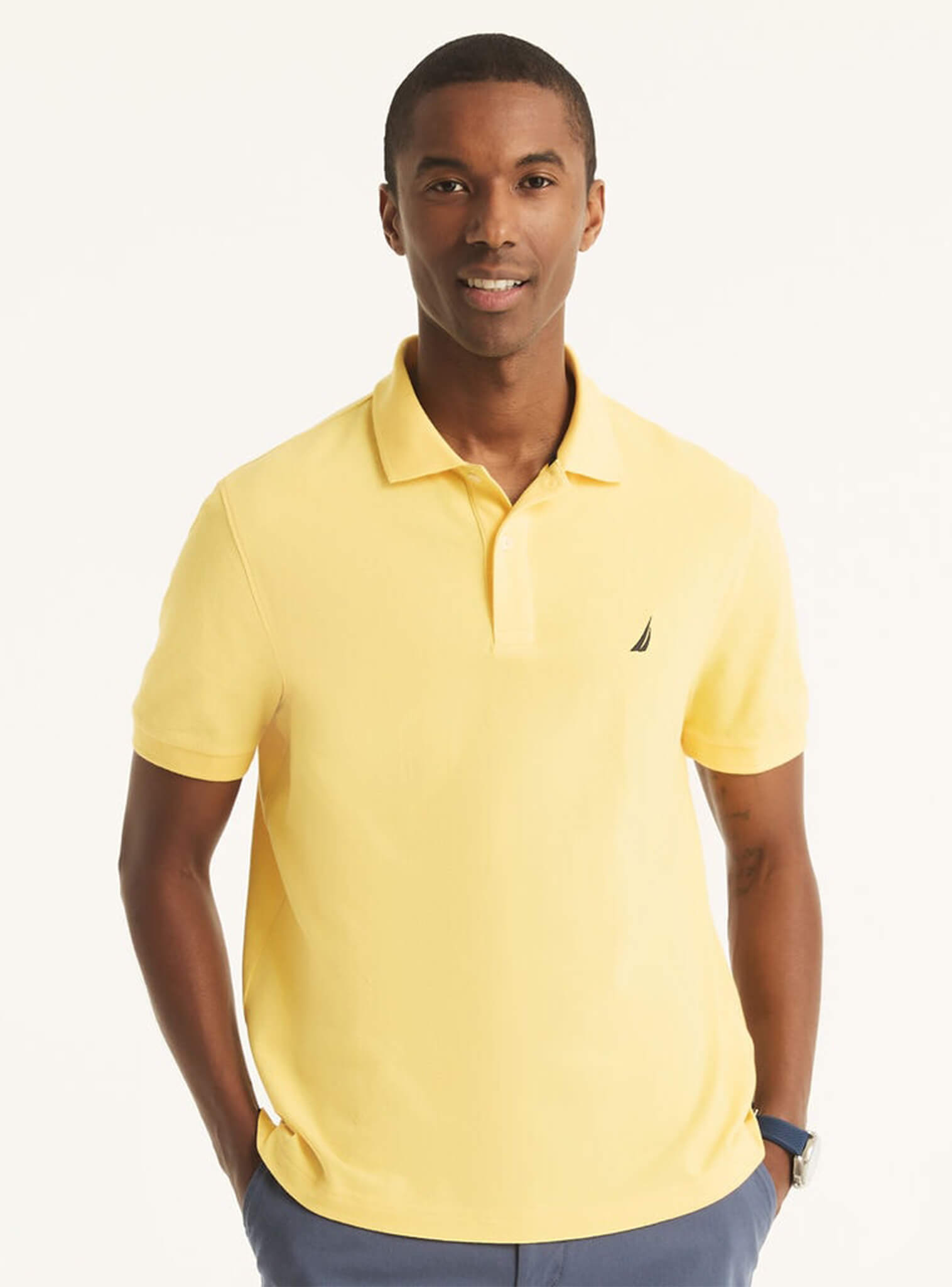 Polera Pique Manga Corta Clásica Amarillo Sustainably Crafted Hombre