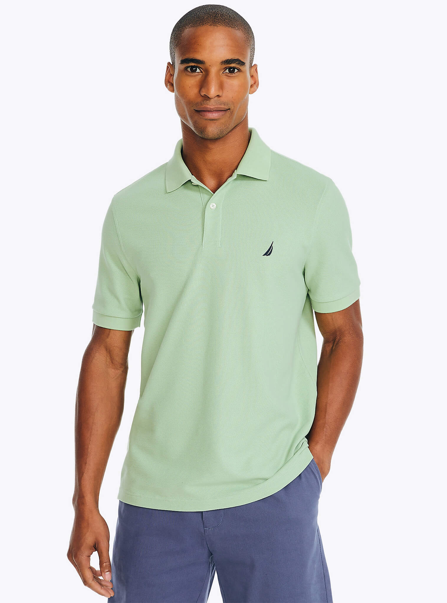 Polera Pique Manga Corta Clásica Verde Agua Sustainably Crafted Hombre