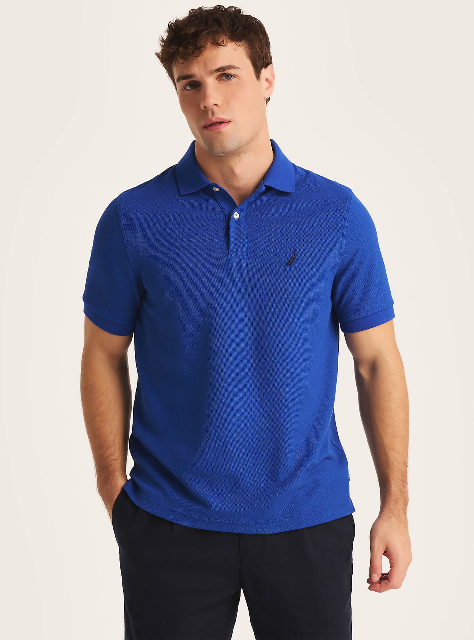 Polera Pique Manga Corta Clásica Azul Sustainably Crafted Hombre