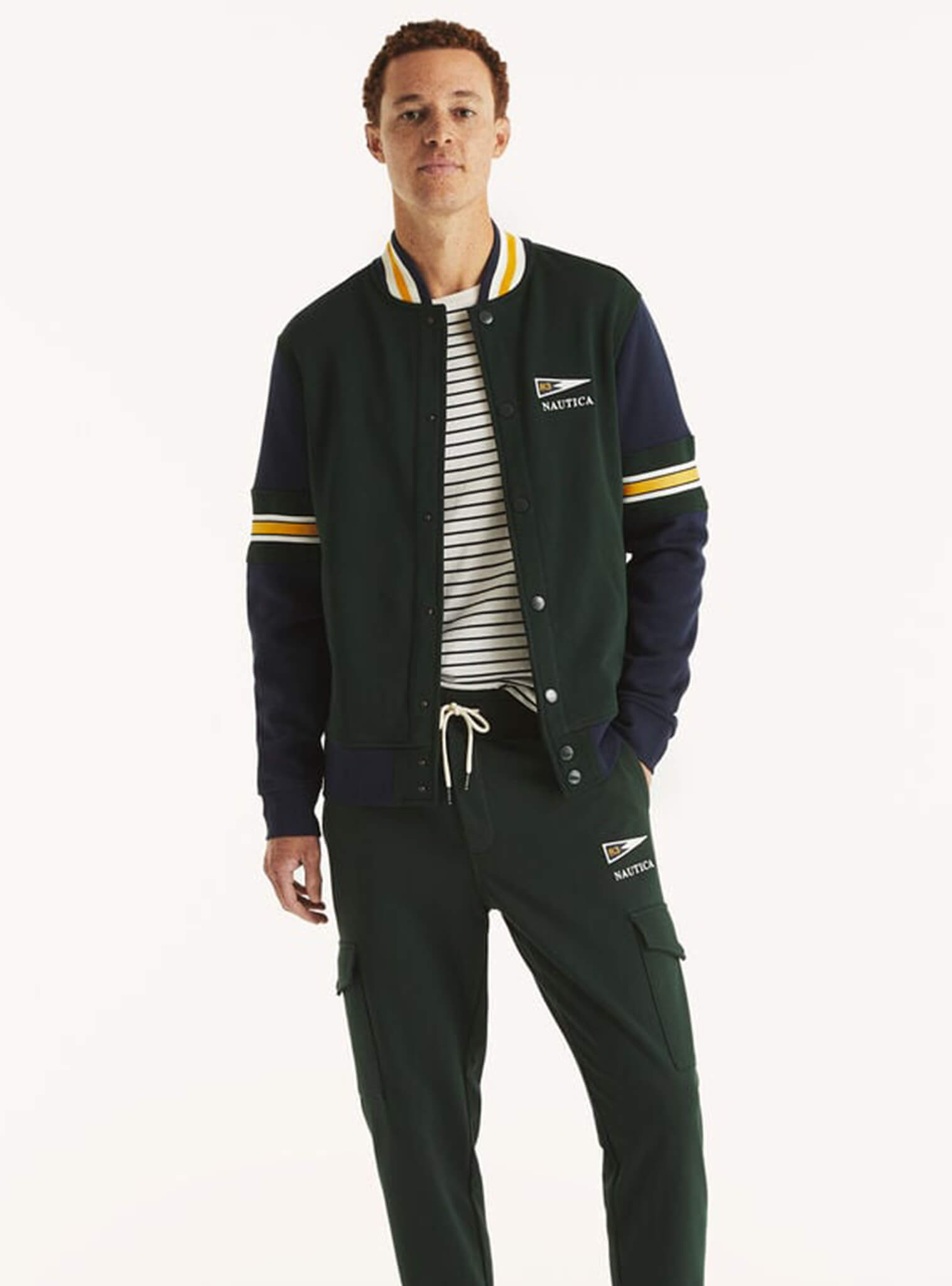 Poleron Manga Larga Bomber Verde Hombre