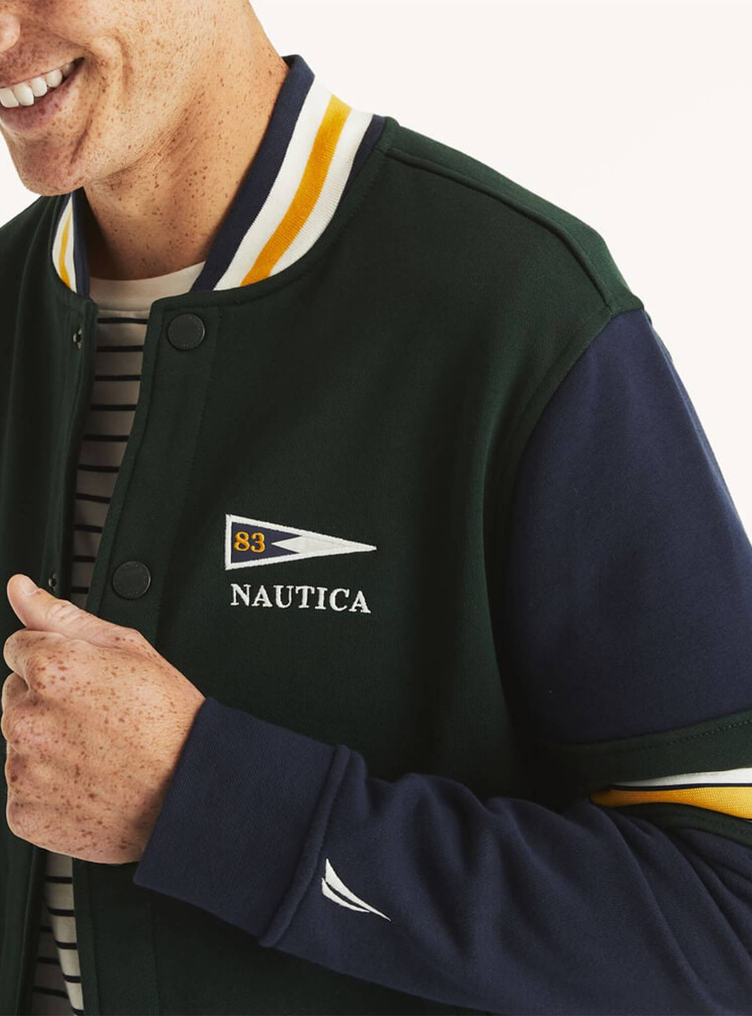 Poleron Manga Larga Bomber Verde Hombre