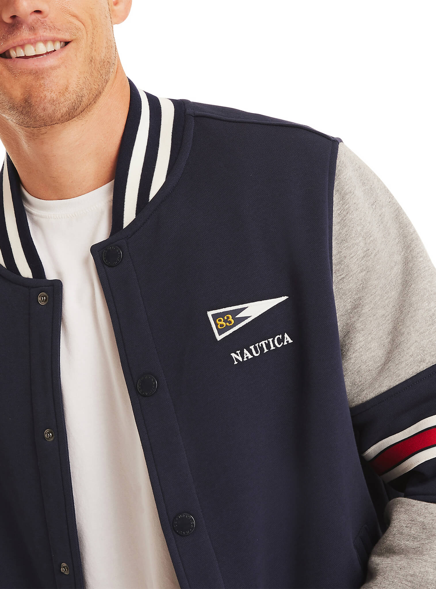 Poleron Manga Larga Bomber Azul Marino Hombre