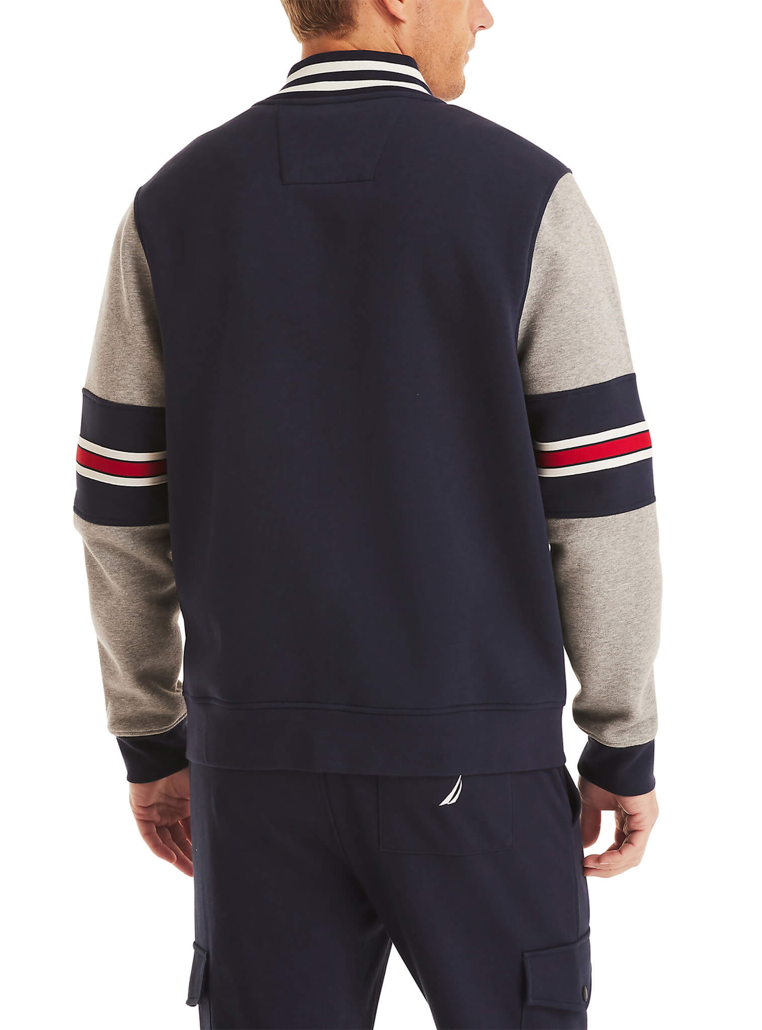 Poleron Manga Larga Bomber Azul Marino Hombre