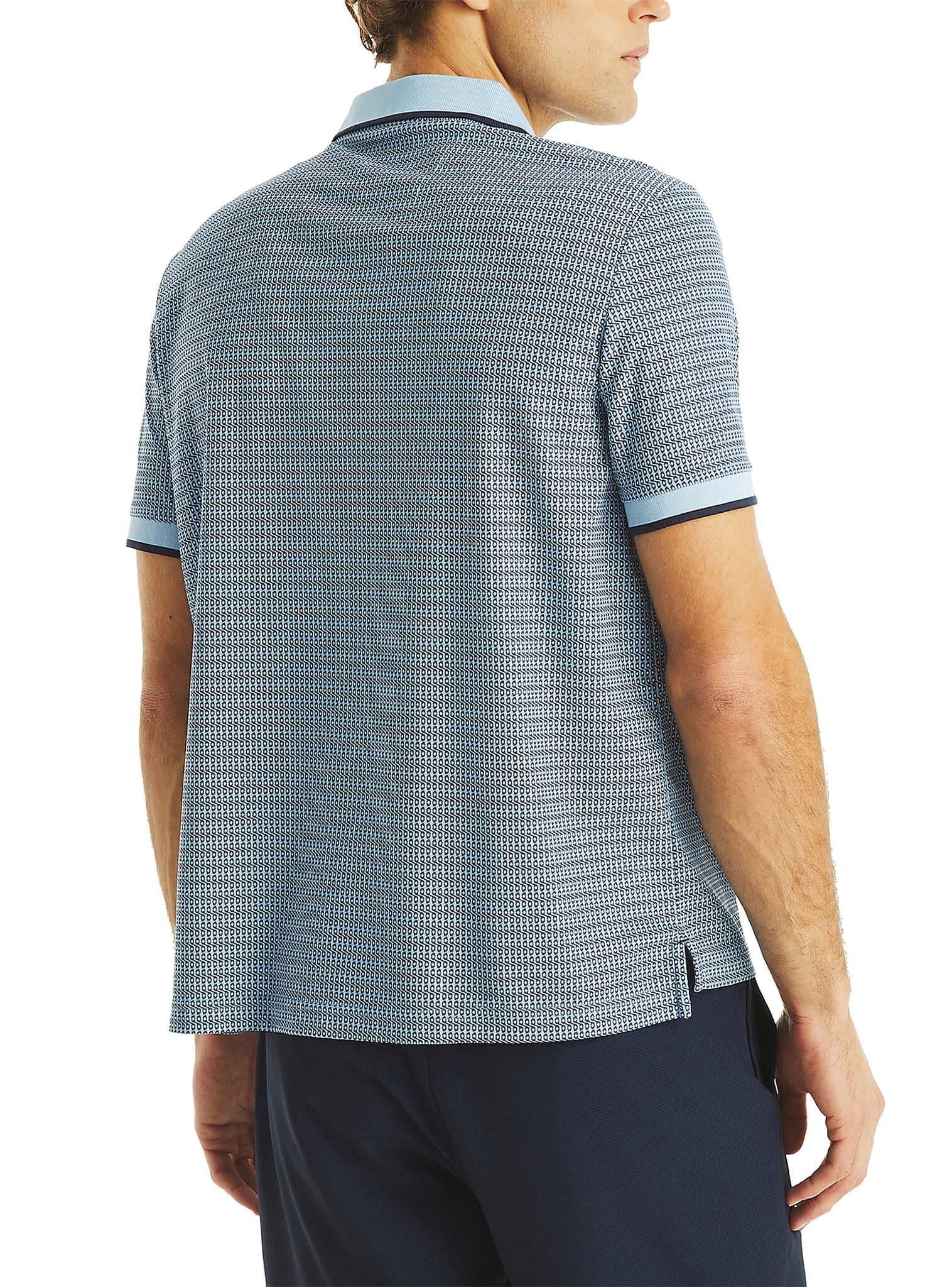 Polera Con Cuello Manga Corta Clásica Print Golf Celeste Sustainably Crafted Hombre