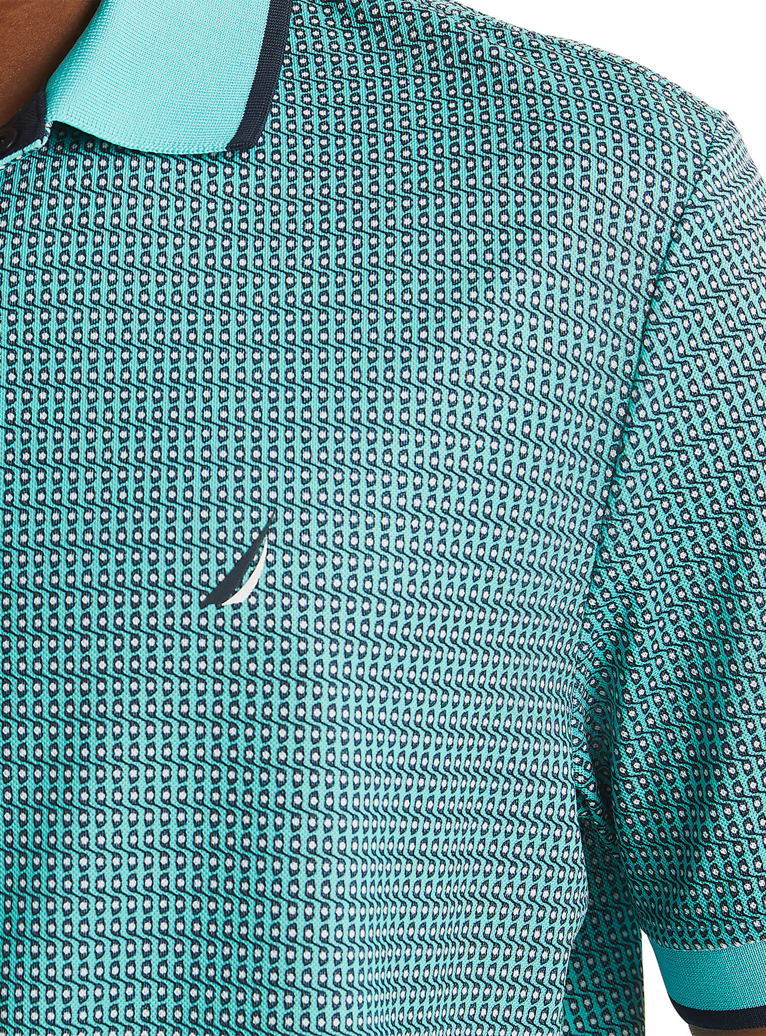 Polera Con Cuello Manga Corta Clásica Print Golf Turquesa Sustainably Crafted Hombre