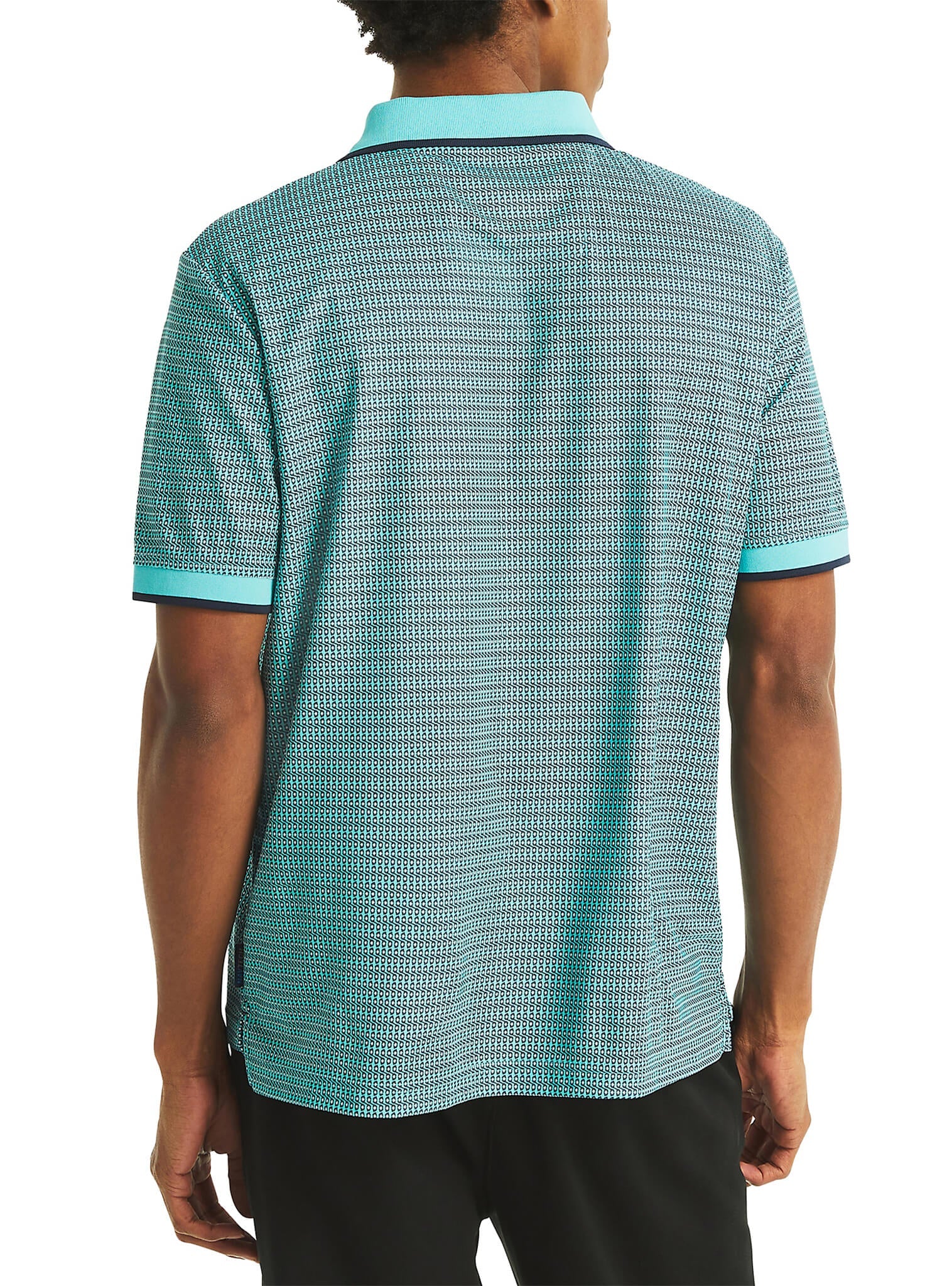 Polera Con Cuello Manga Corta Clásica Print Golf Turquesa Sustainably Crafted Hombre