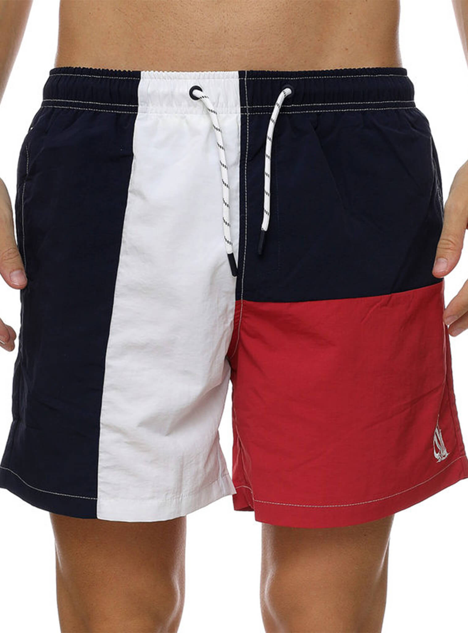 Traje De Baño Color Block Nautica Vintage Azul Marino Hombre