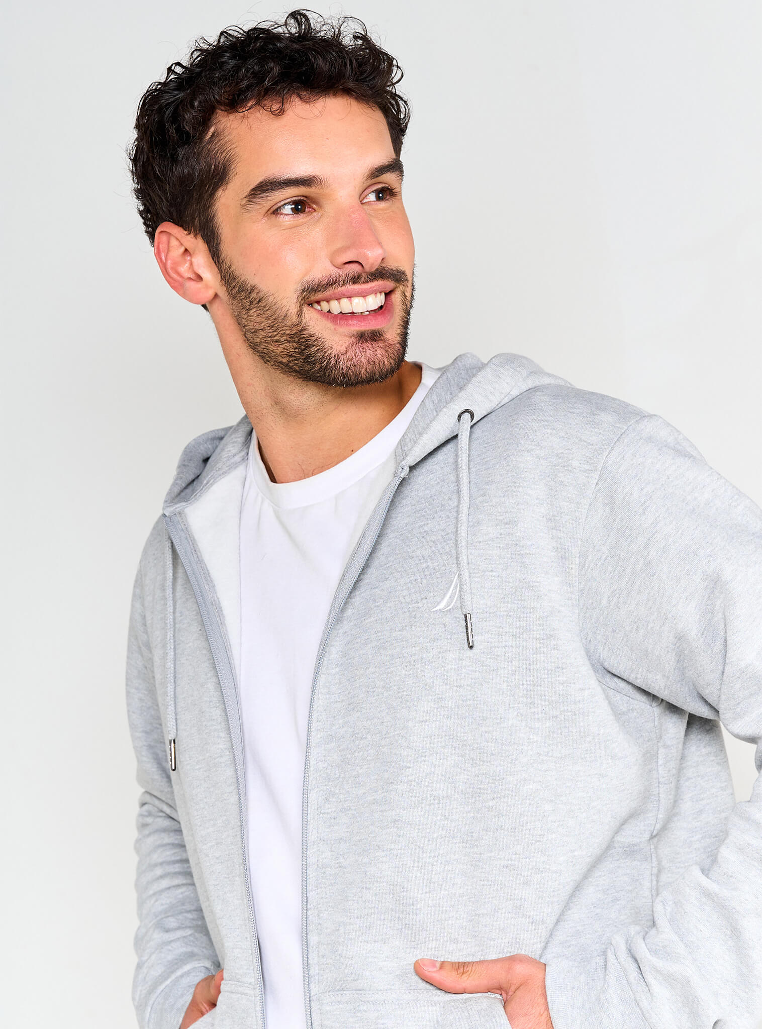 Poleron Manga Larga Hoodie Básico Gris Hombre