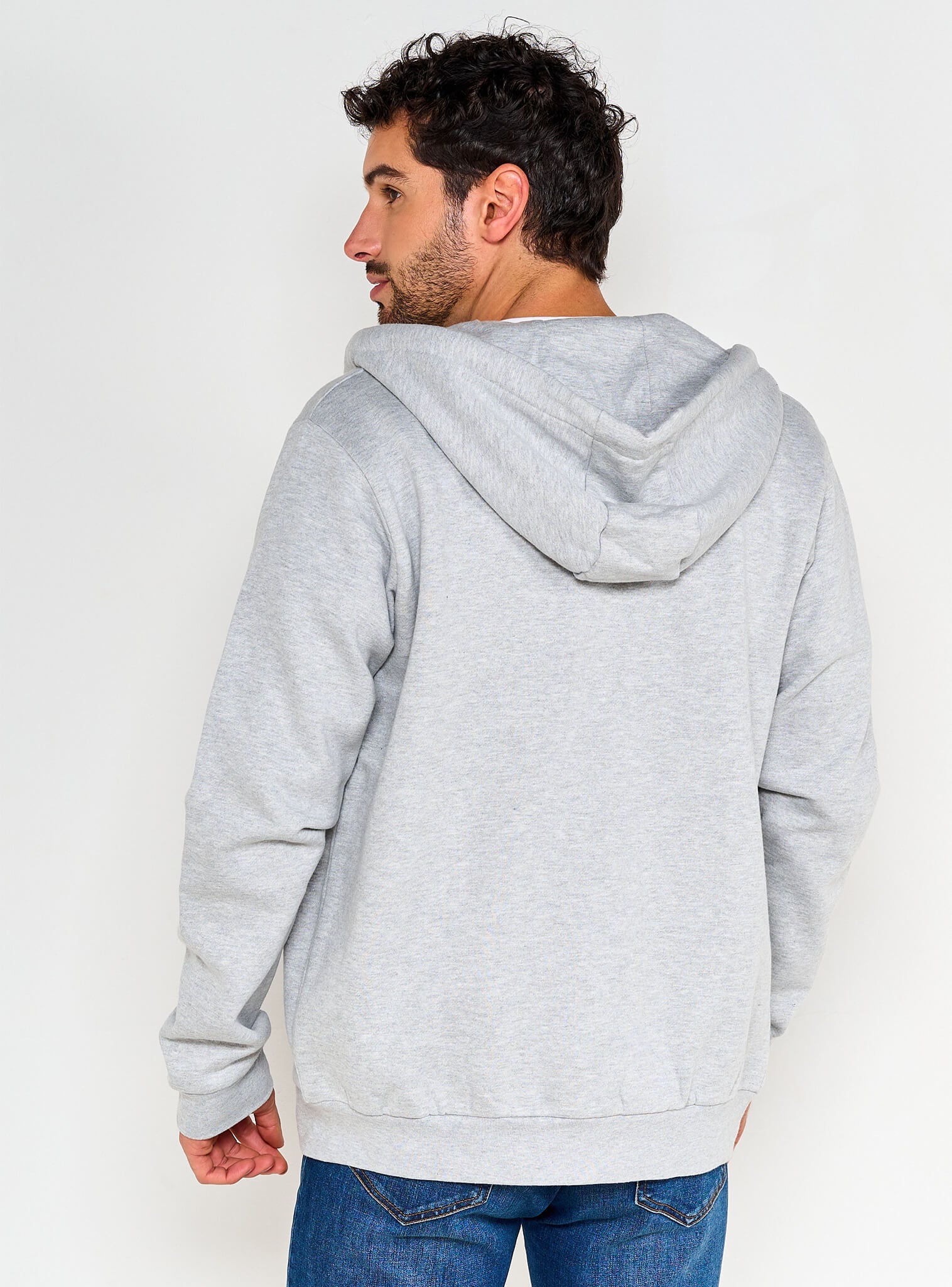 Poleron Manga Larga Hoodie Básico Gris Hombre