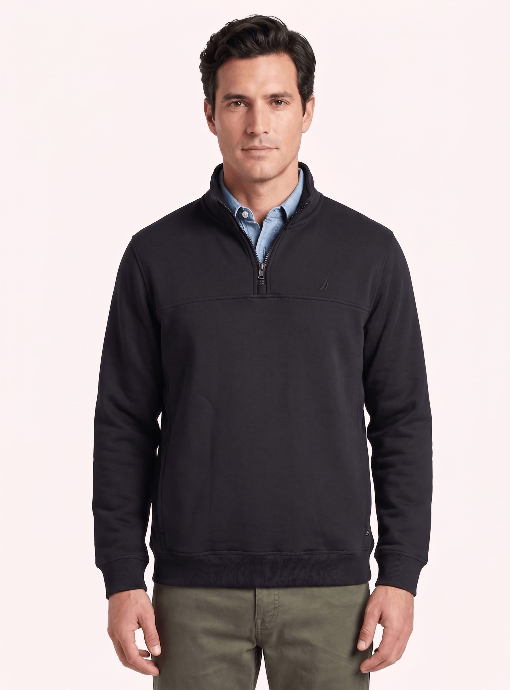 Polerón Manga Larga Half Zip Negro Hombre – Nautica