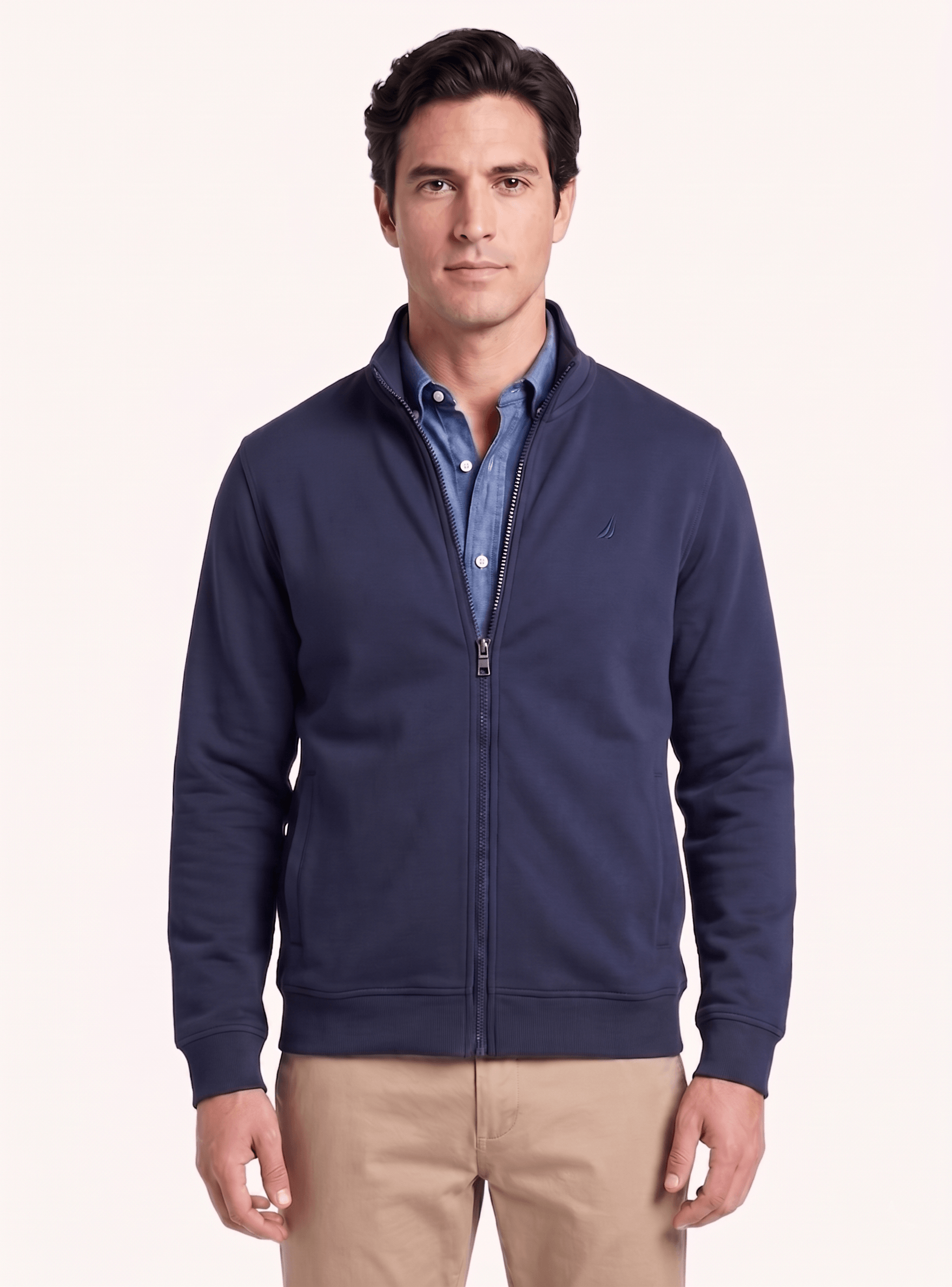 Polerón Manga Larga Full Zip Azul Marino Hombre – Nautica