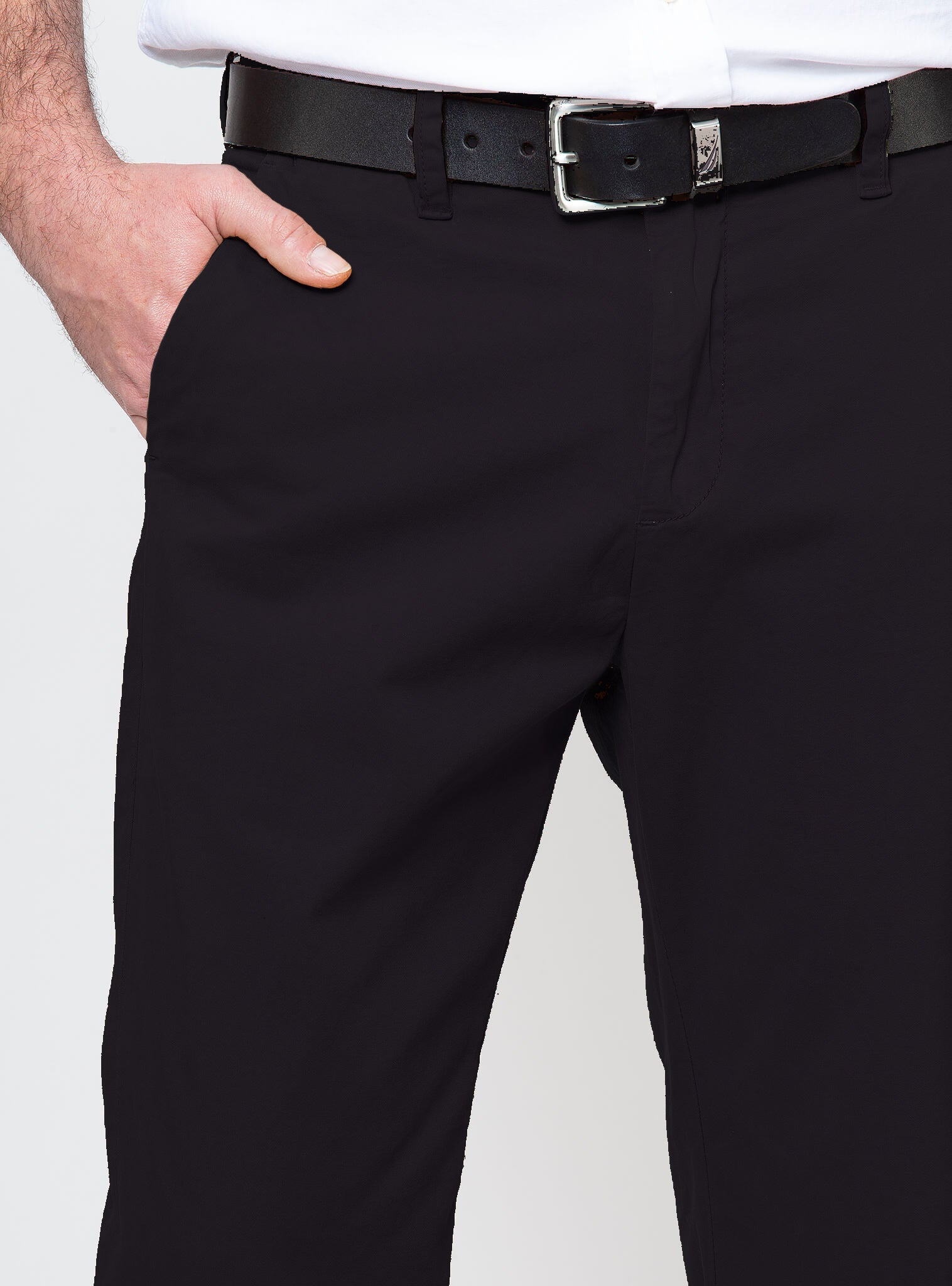 Nautico Hombre Pantalon Nautico Negro Pantalón Corte Clásico Flat