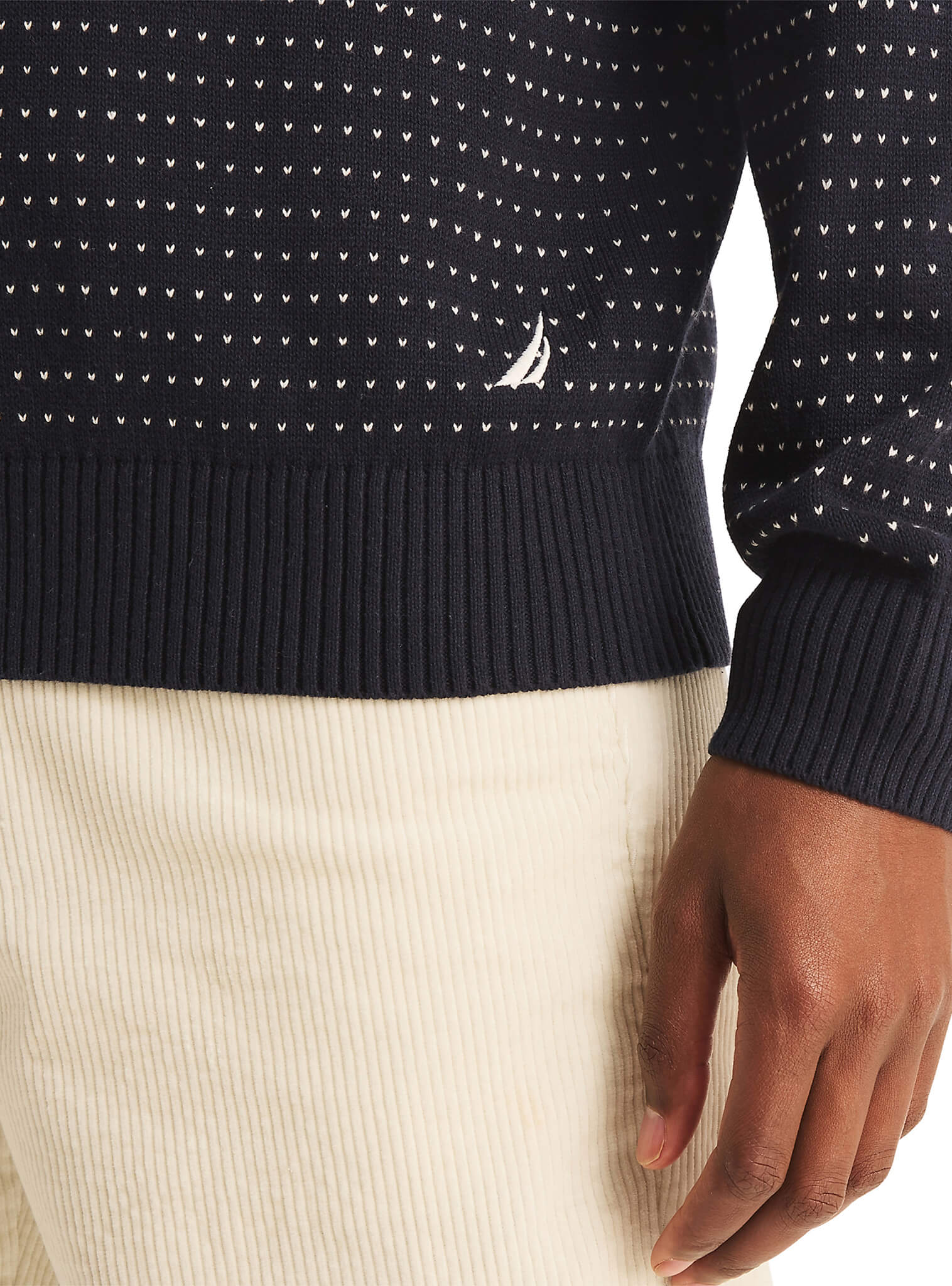 Sweater Manga Larga Cuello Redondo Jacquard Azul Marino Hombre