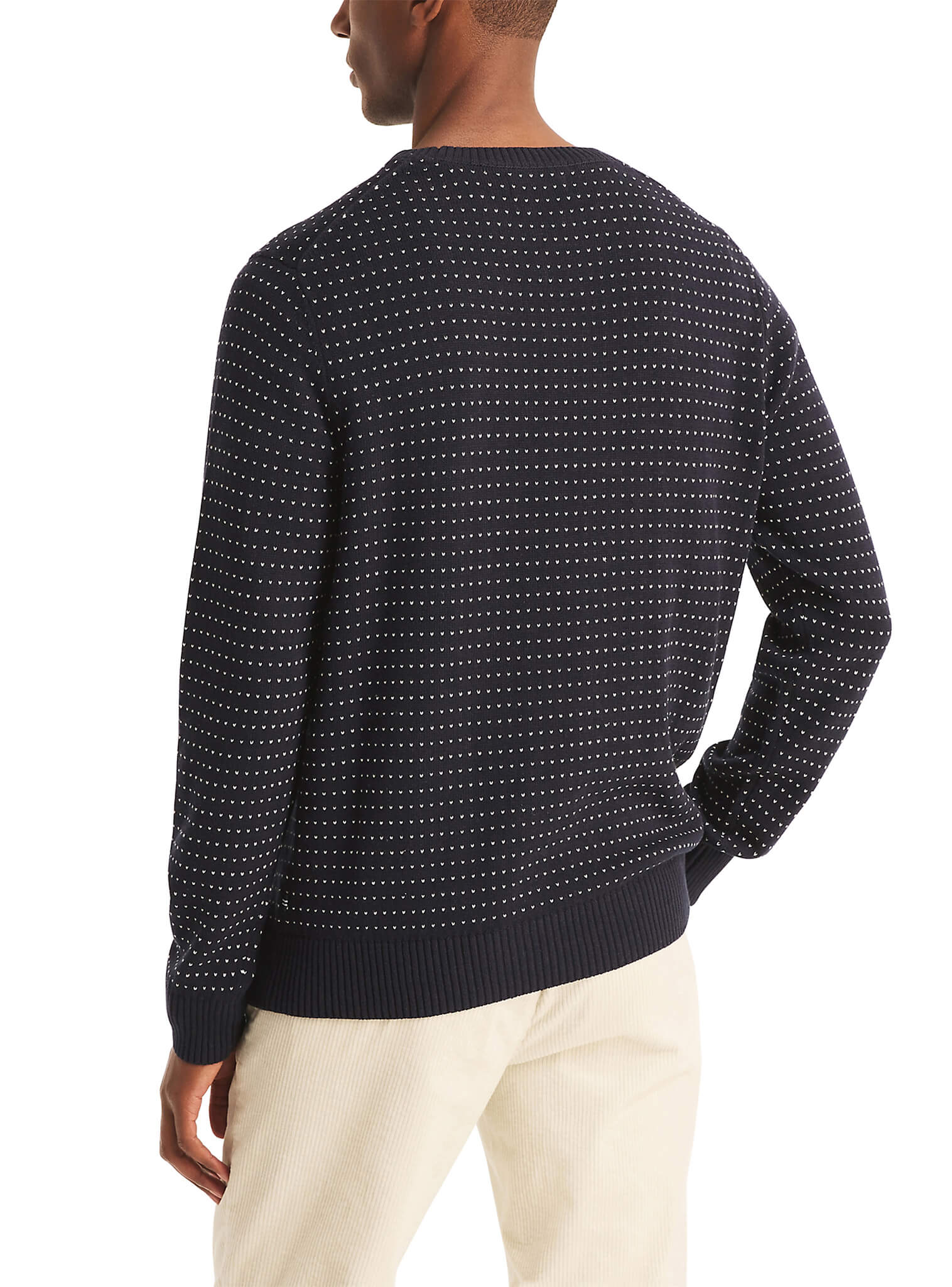 Sweater Manga Larga Cuello Redondo Jacquard Azul Marino Hombre