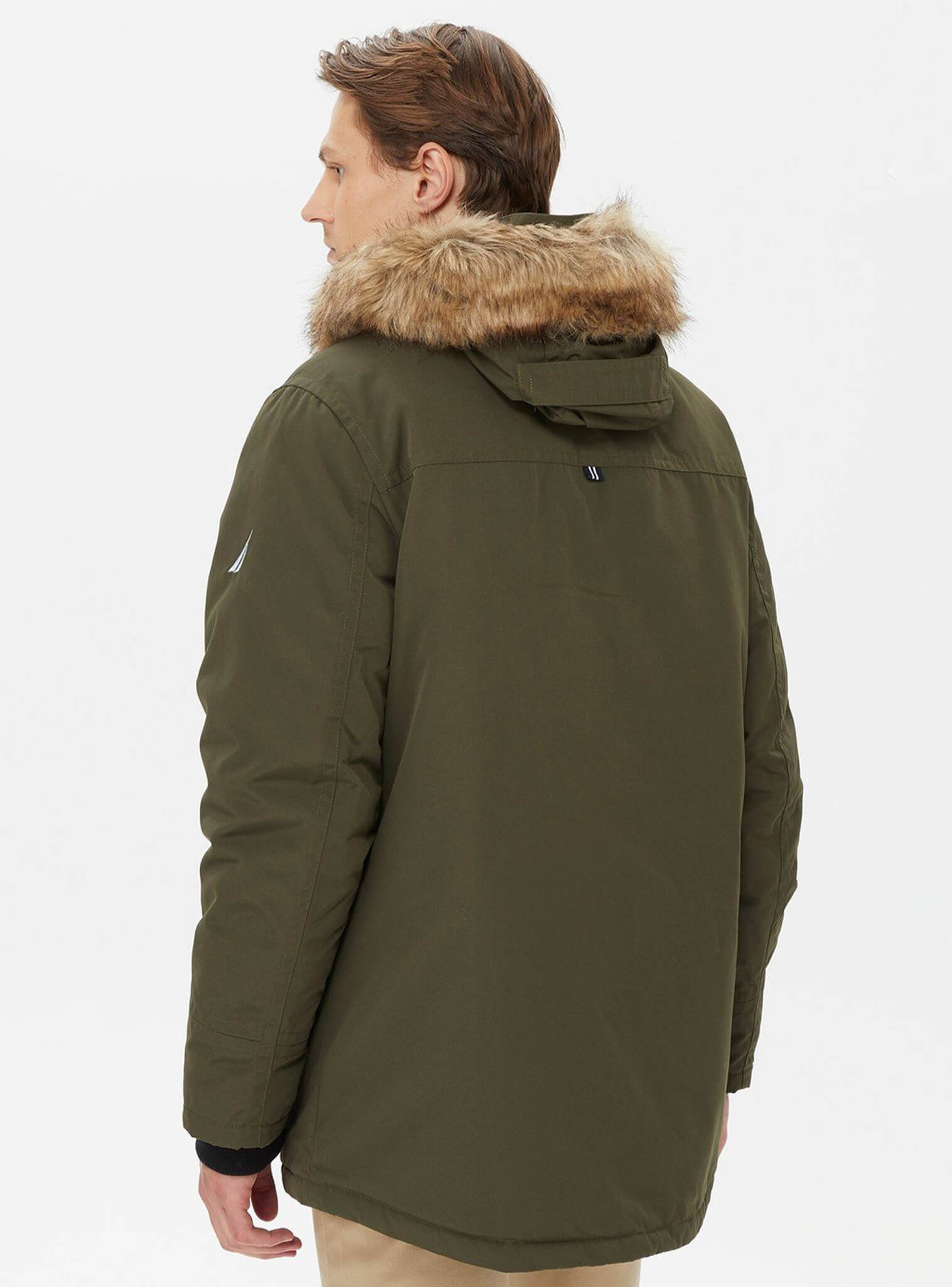 Parka Con Gorro De Piel Sintética Verde Sustainably Crafted Hombre