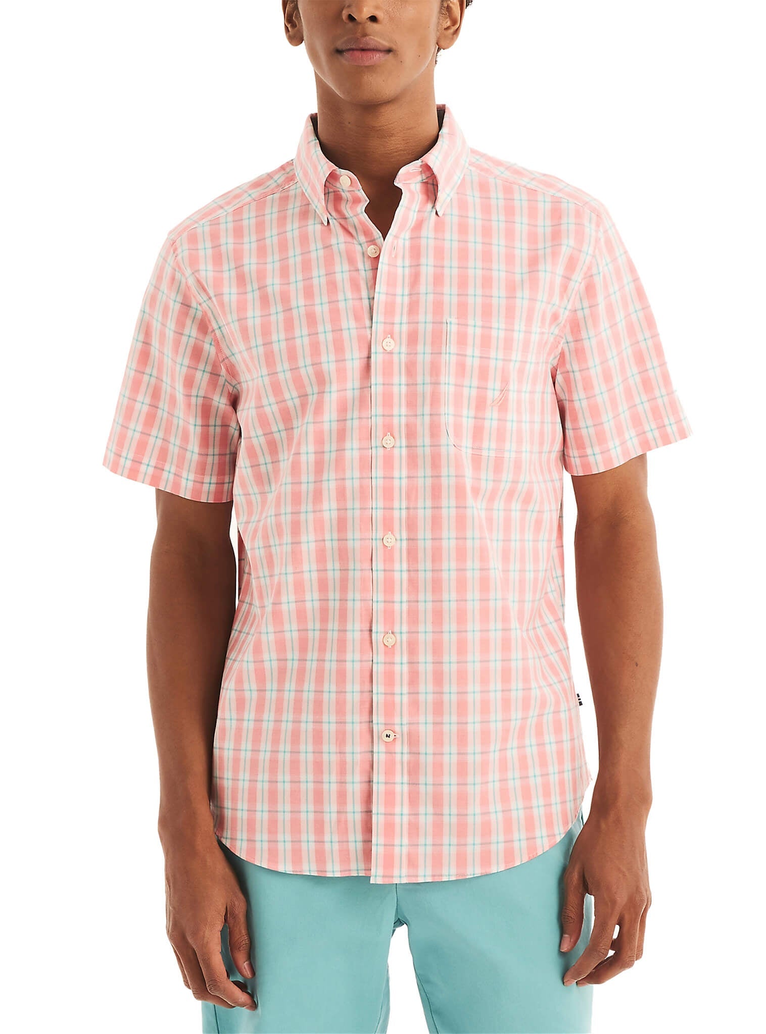 Camisa Manga Corta A Cuadros Sustainably Crafted Rosado Hombre