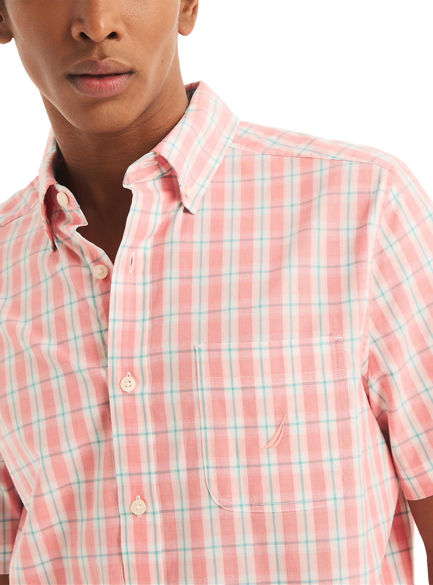 Camisa Manga Corta A Cuadros Sustainably Crafted Rosado Hombre