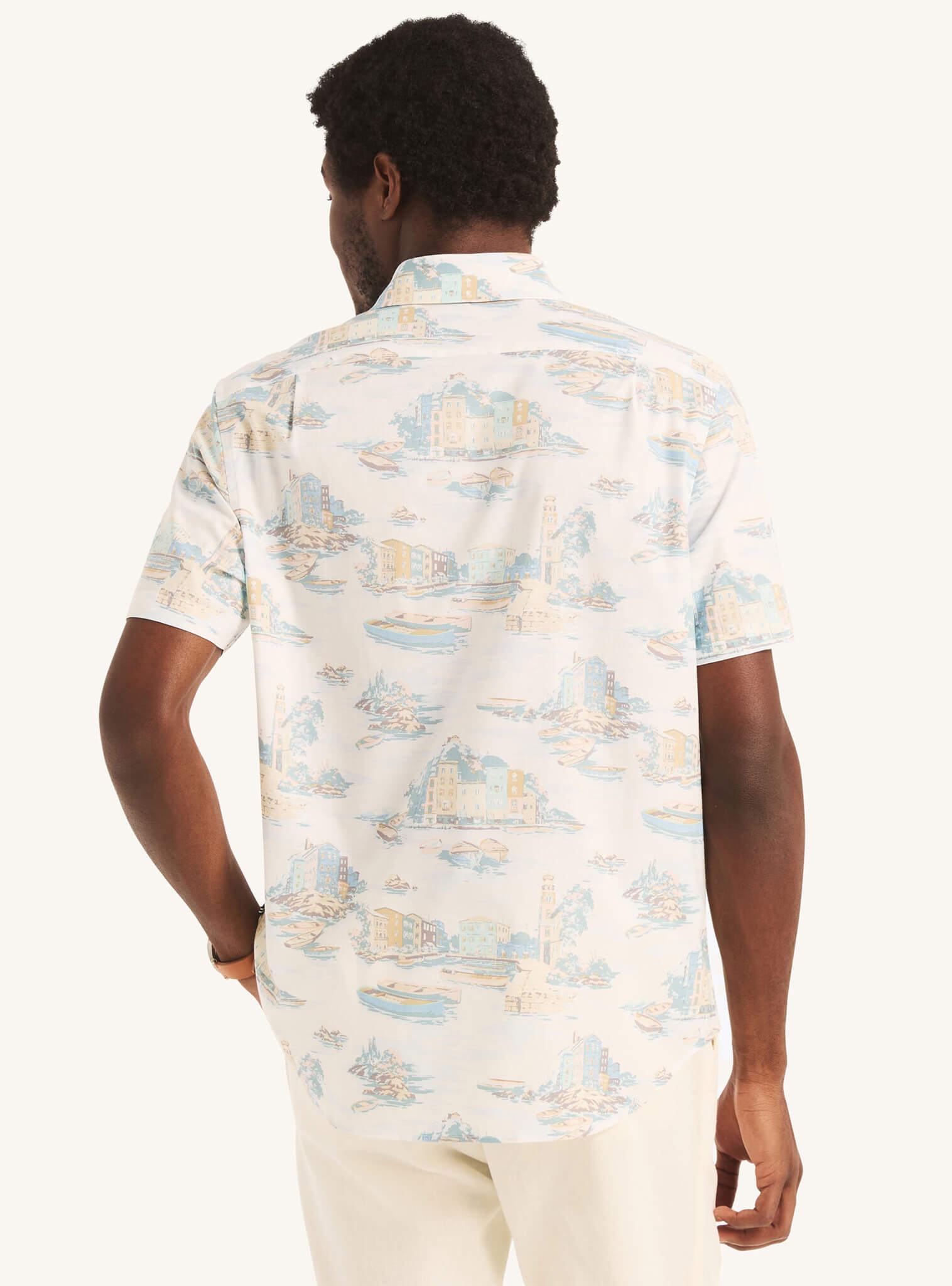 Camisa Manga Corta Island Pastel Sustainably Crafted Blanco Hombre