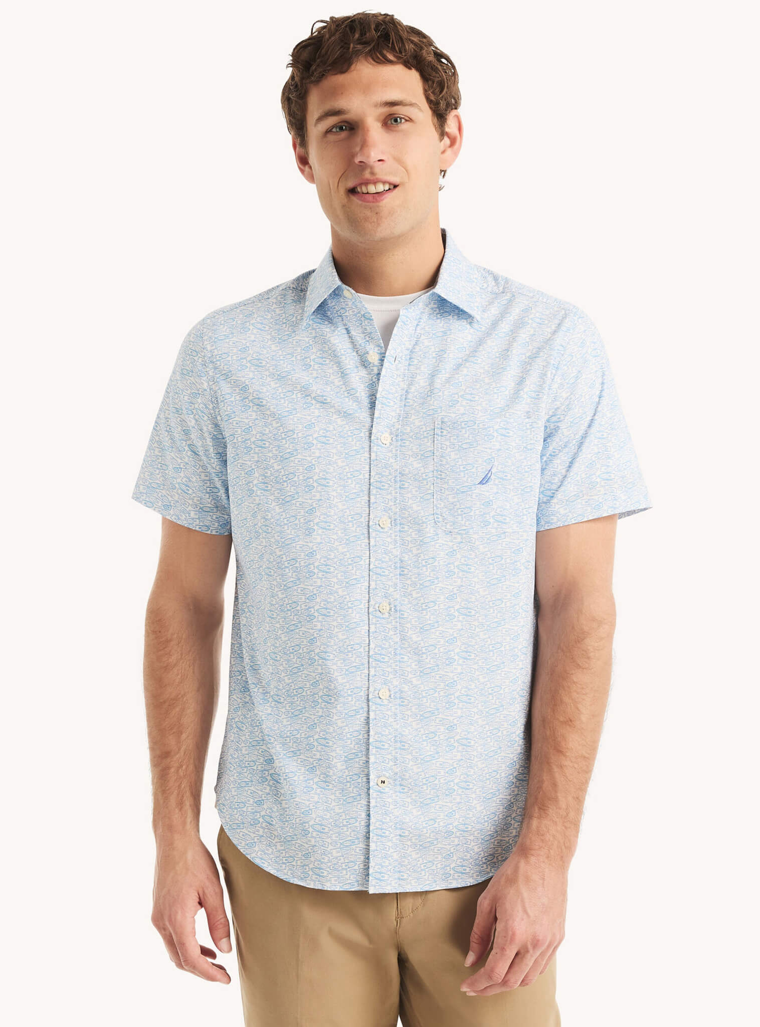 Camisa Manga Corta Print Botes Sustainably Crafted Blanco Hombre