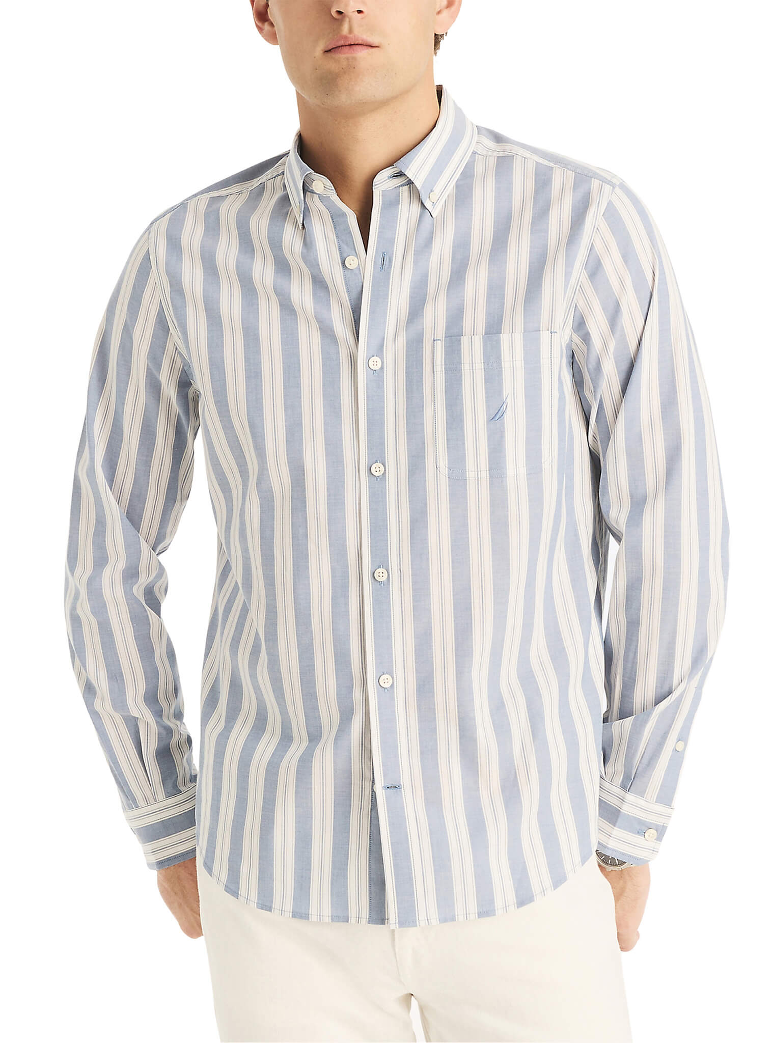 Camisa Manga Larga A Rayas Sustainably Crafted Azul Hombre