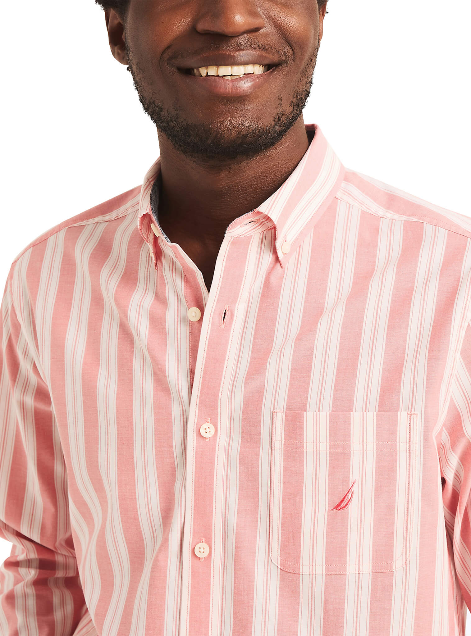 Camisa Manga Larga A Rayas Sustainably Crafted Rosado Hombre