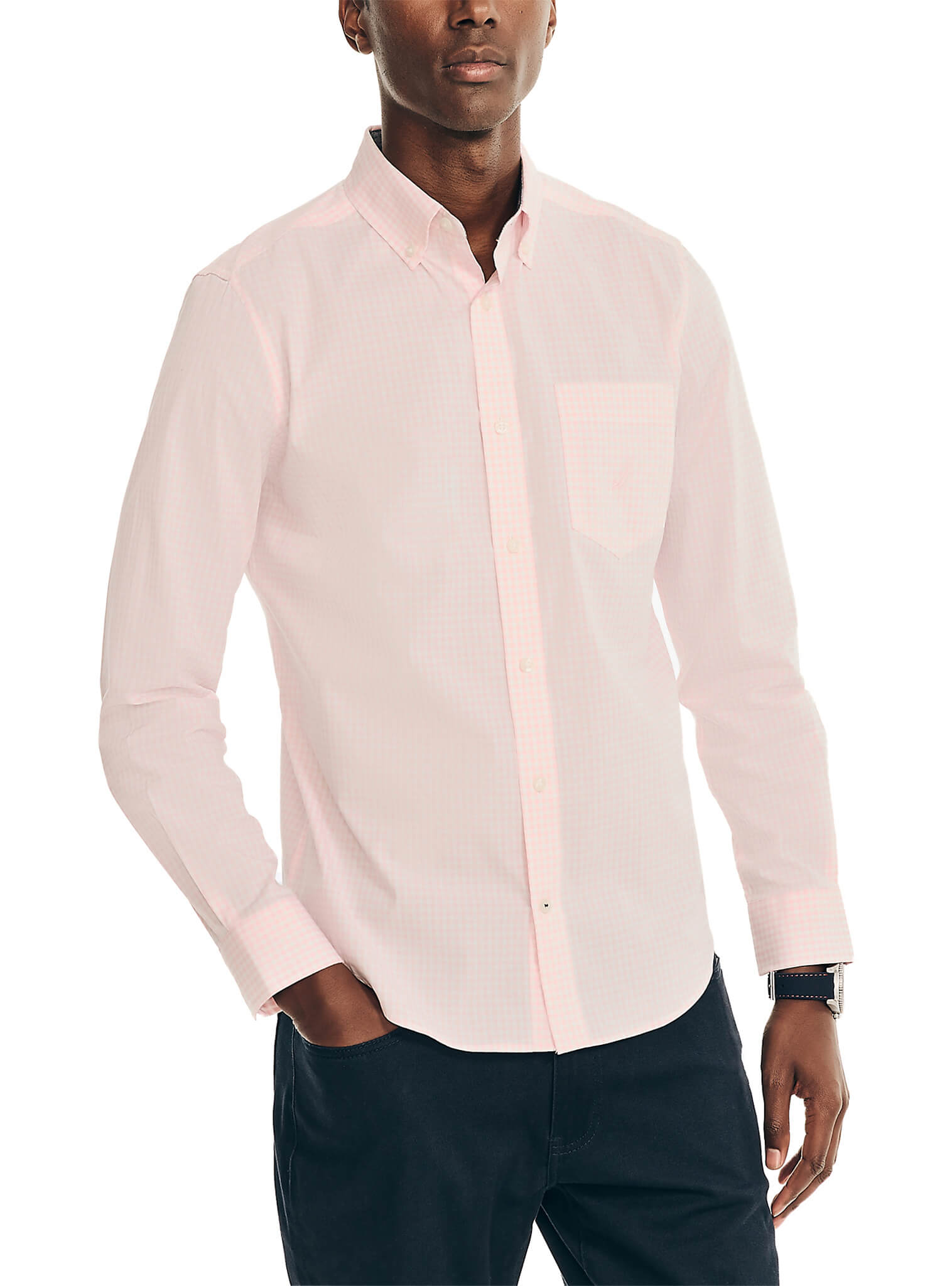 Camisa Manga Larga Mini Cuadros Rosado Hombre