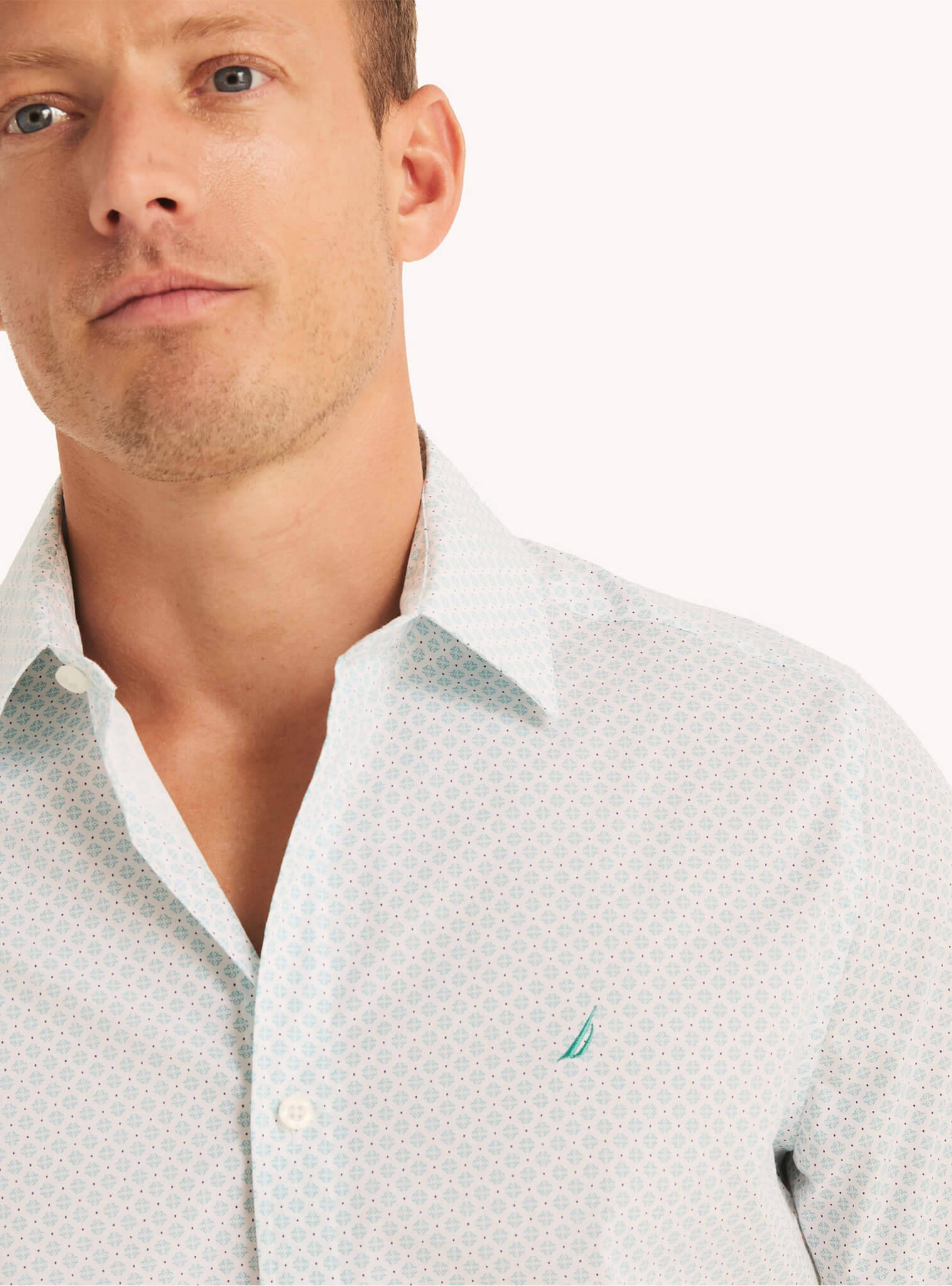 Camisa Manga Larga Resistente A Las Arrugas Print Blanco Hombre