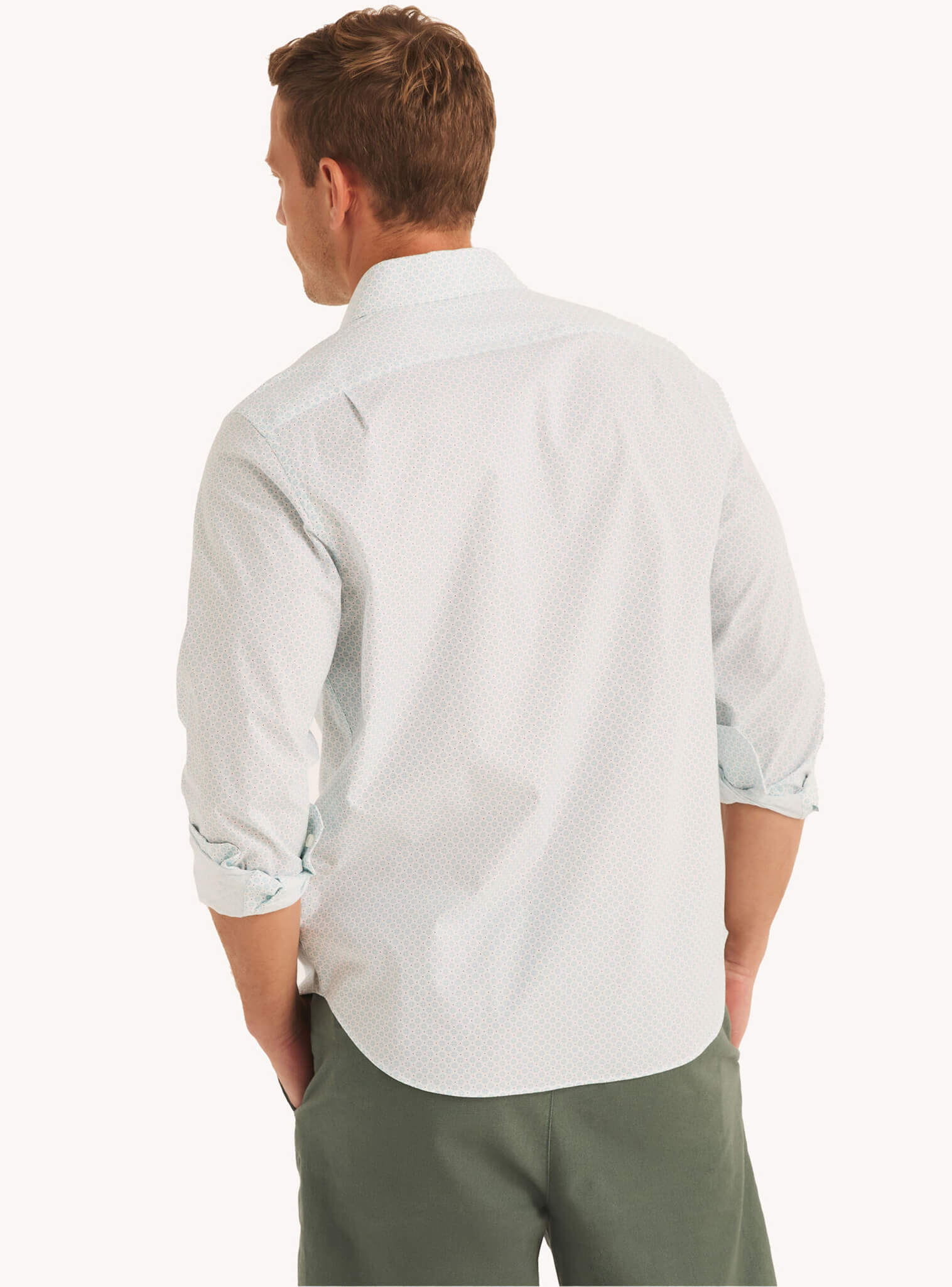 Camisa Manga Larga Resistente A Las Arrugas Print Blanco Hombre