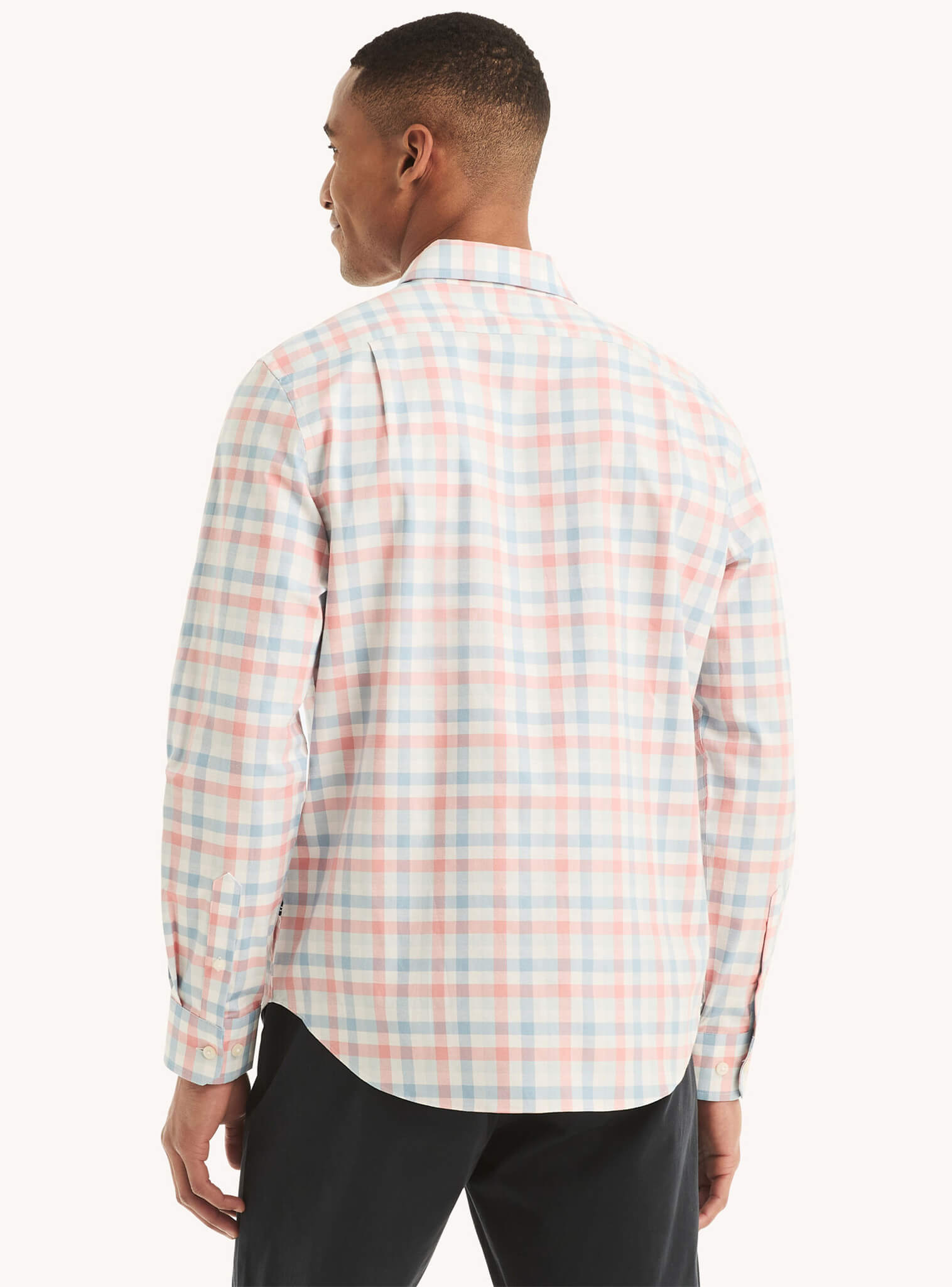 Camisa Manga Larga A Cuadros Oxford Rosado Hombre