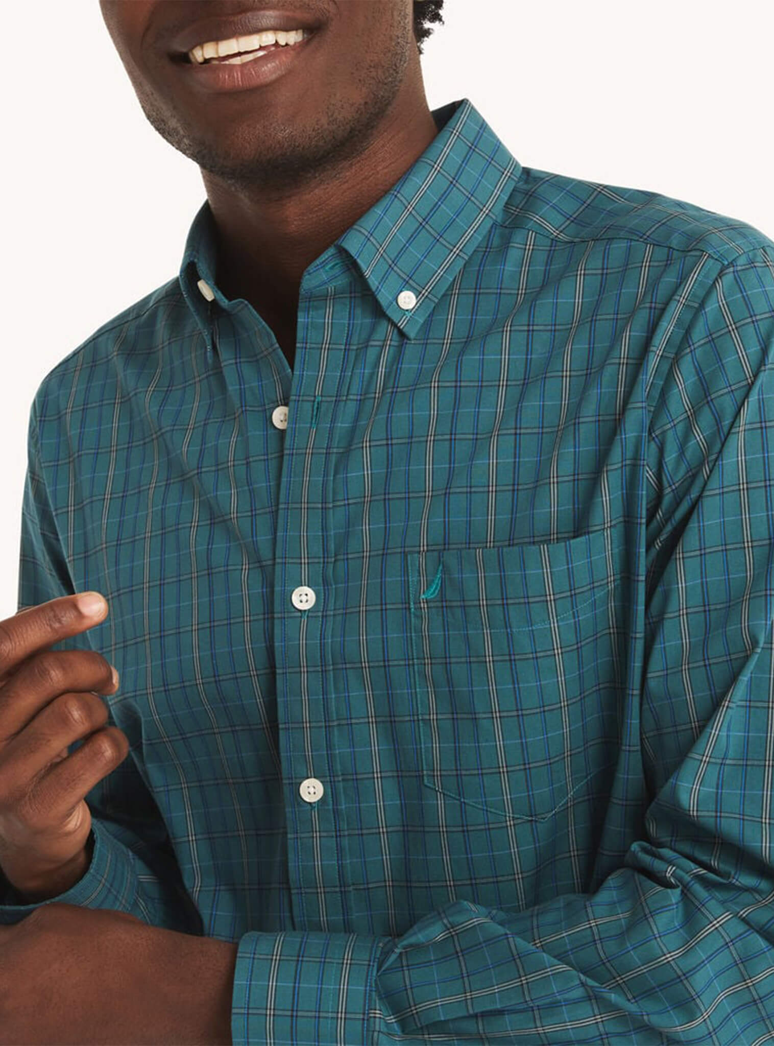 Camisa Manga Larga Verde A Cuadros Classic Fit Resistente A Las Arrugas Hombre