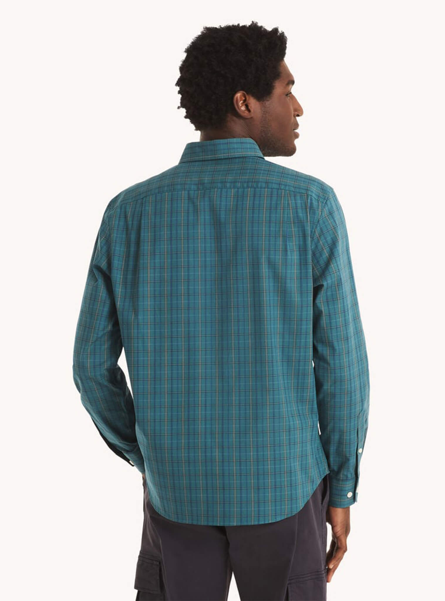 Camisa Manga Larga Verde A Cuadros Classic Fit Resistente A Las Arrugas Hombre