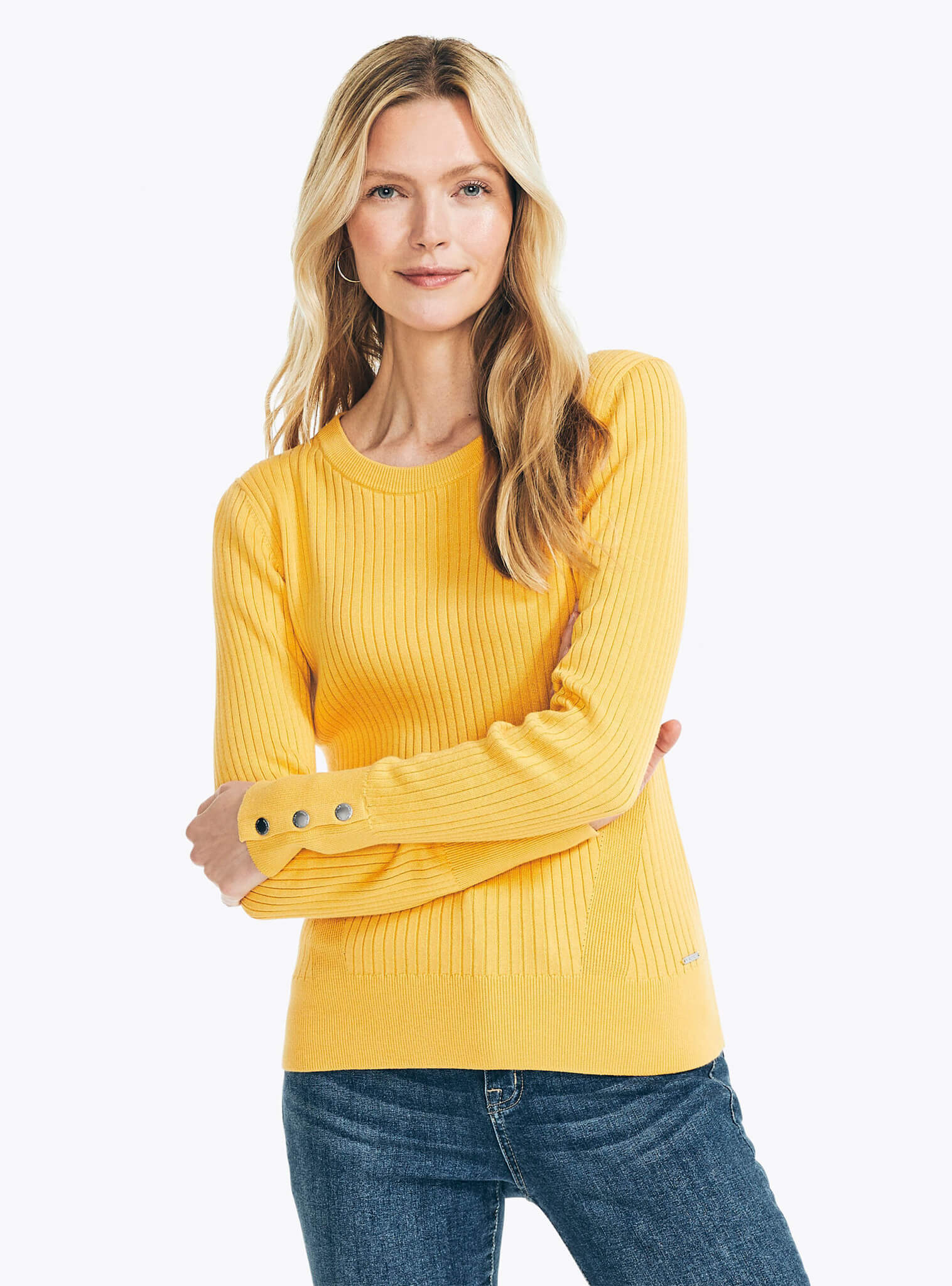 Sweater Acanalado Botones Sustainably Crafted Mujer