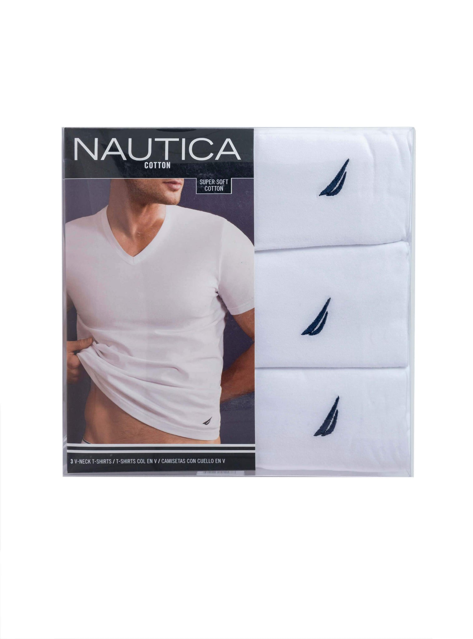 Camiseta de algodón cuello v manga corta hombre colores NAUTICA