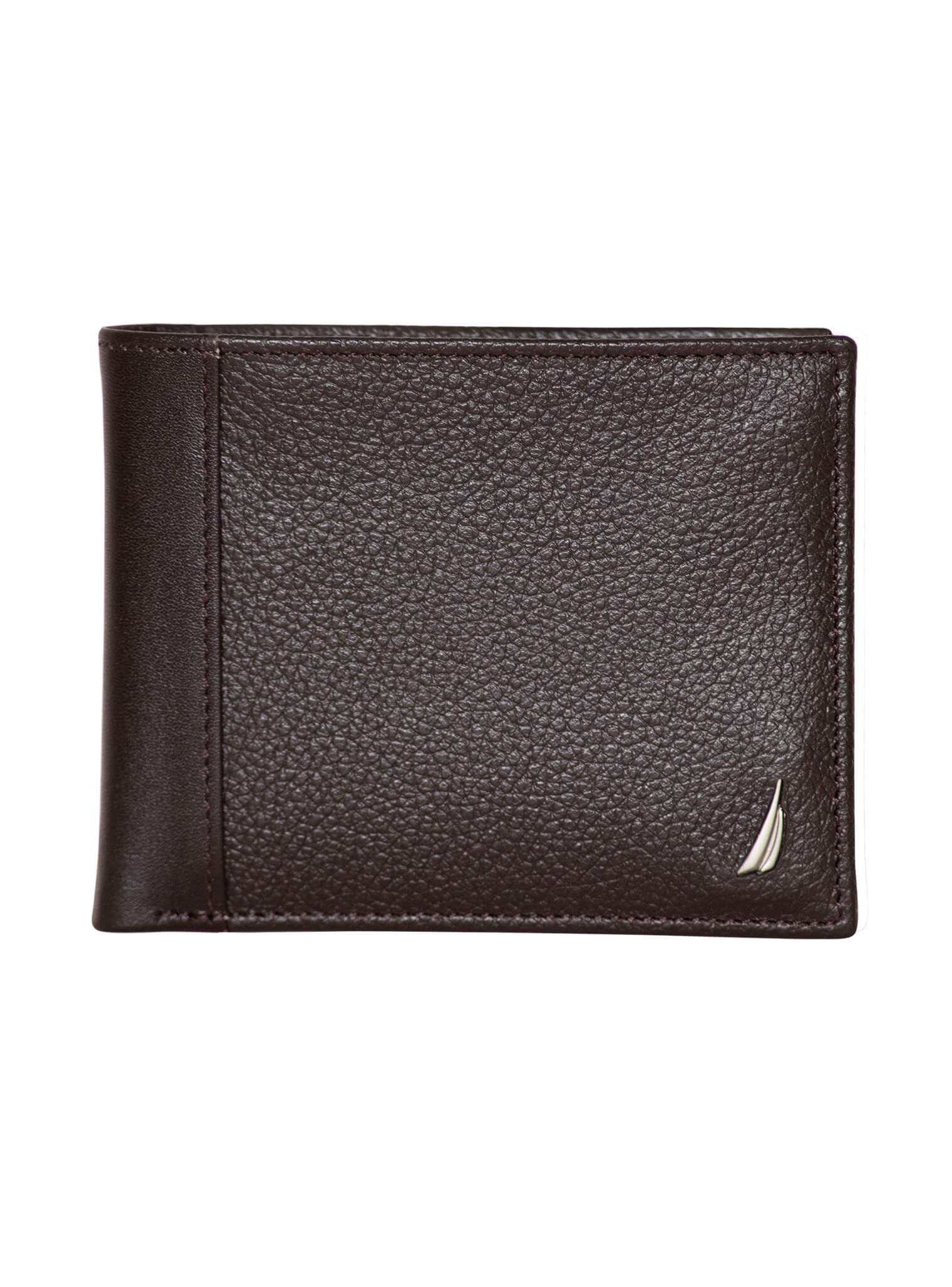 Billetera De Cuero Lisa Logo Metálico Hombre