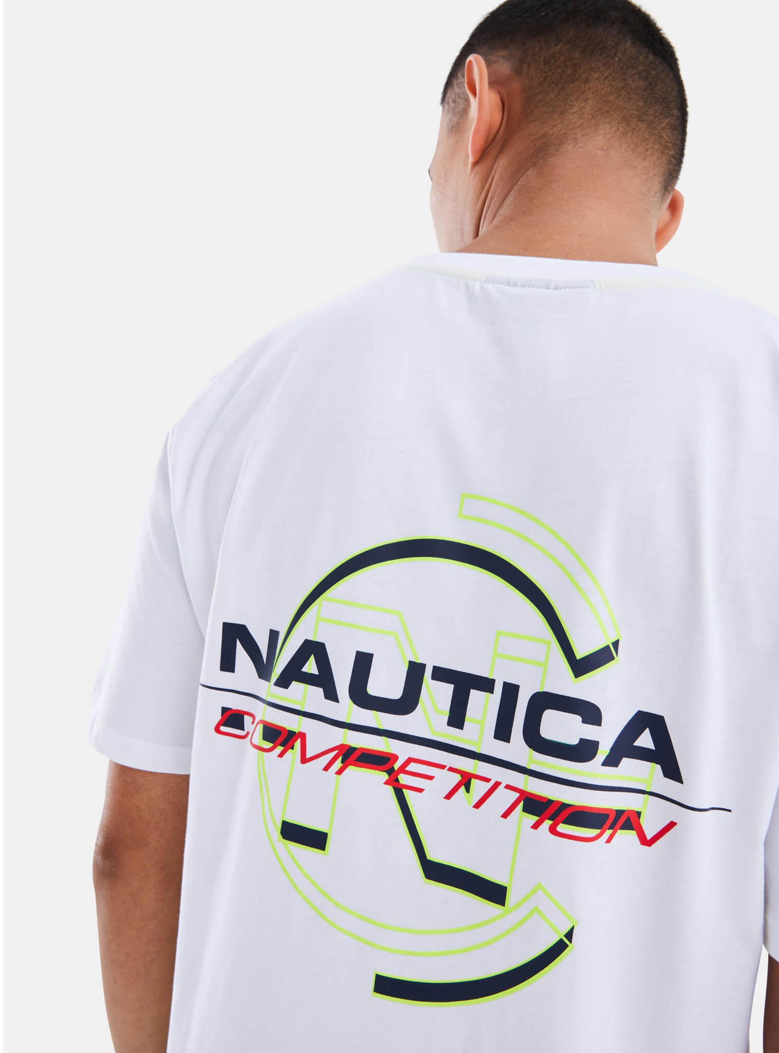 Polera Manga Corta Logo Nautica Competition Neon Hombre