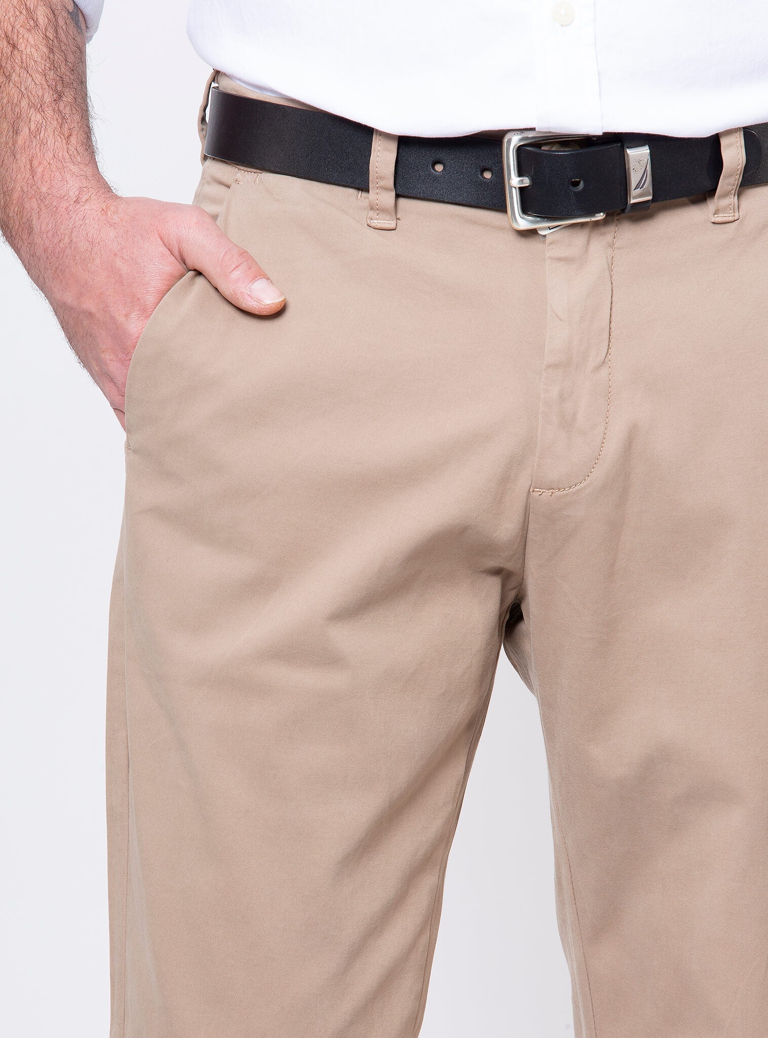 Pantalón Clásico Flat Front Beige Hombre