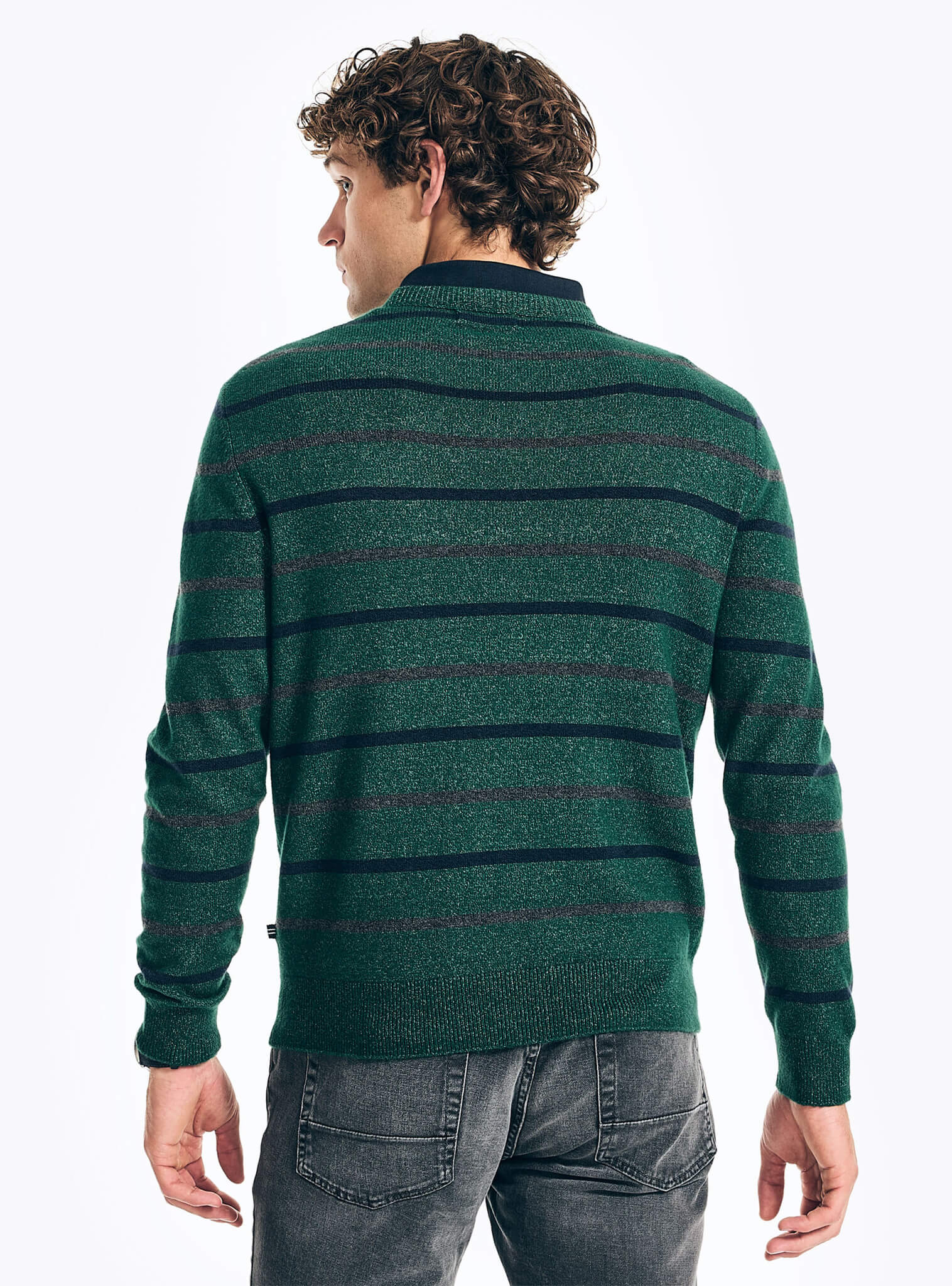 Sweater Manga Larga A Rayas Sustainably Crafted Verde Hombre