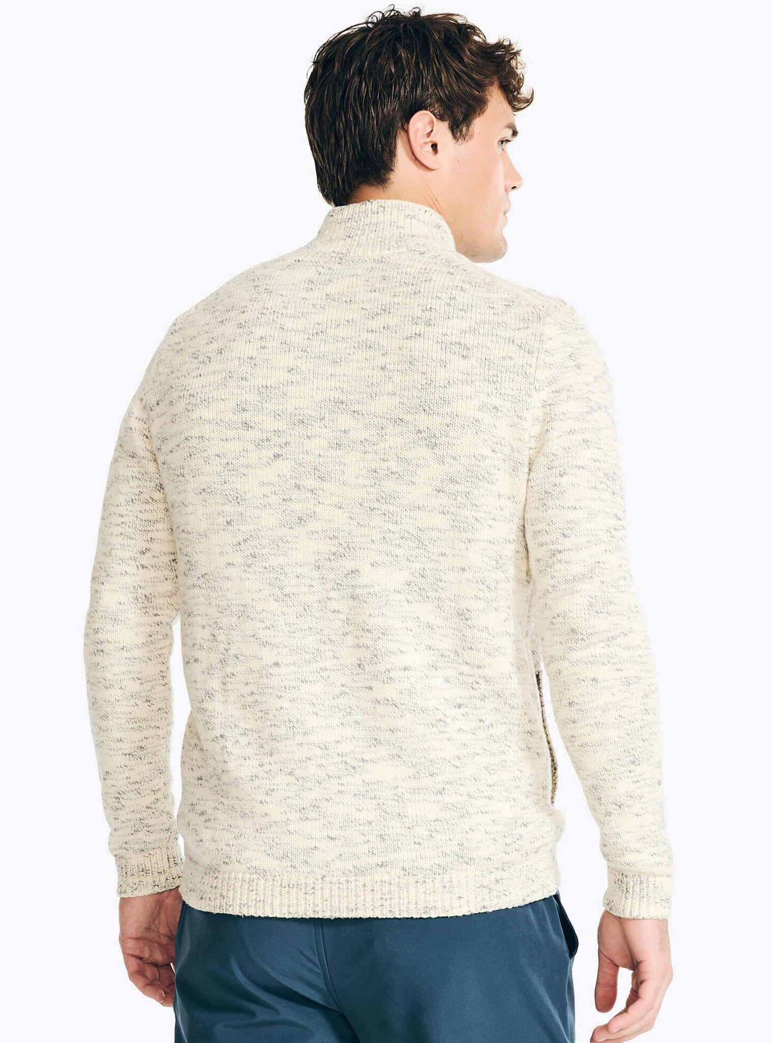 Sweater Manga Larga Jaspeado Cierre Completo Hombre