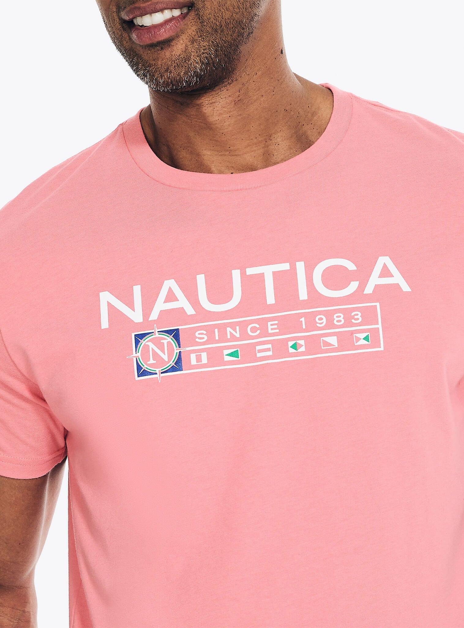 Polera Manga Corta Estampada NAUTICA Rosado Sustainably Crafted Hombre