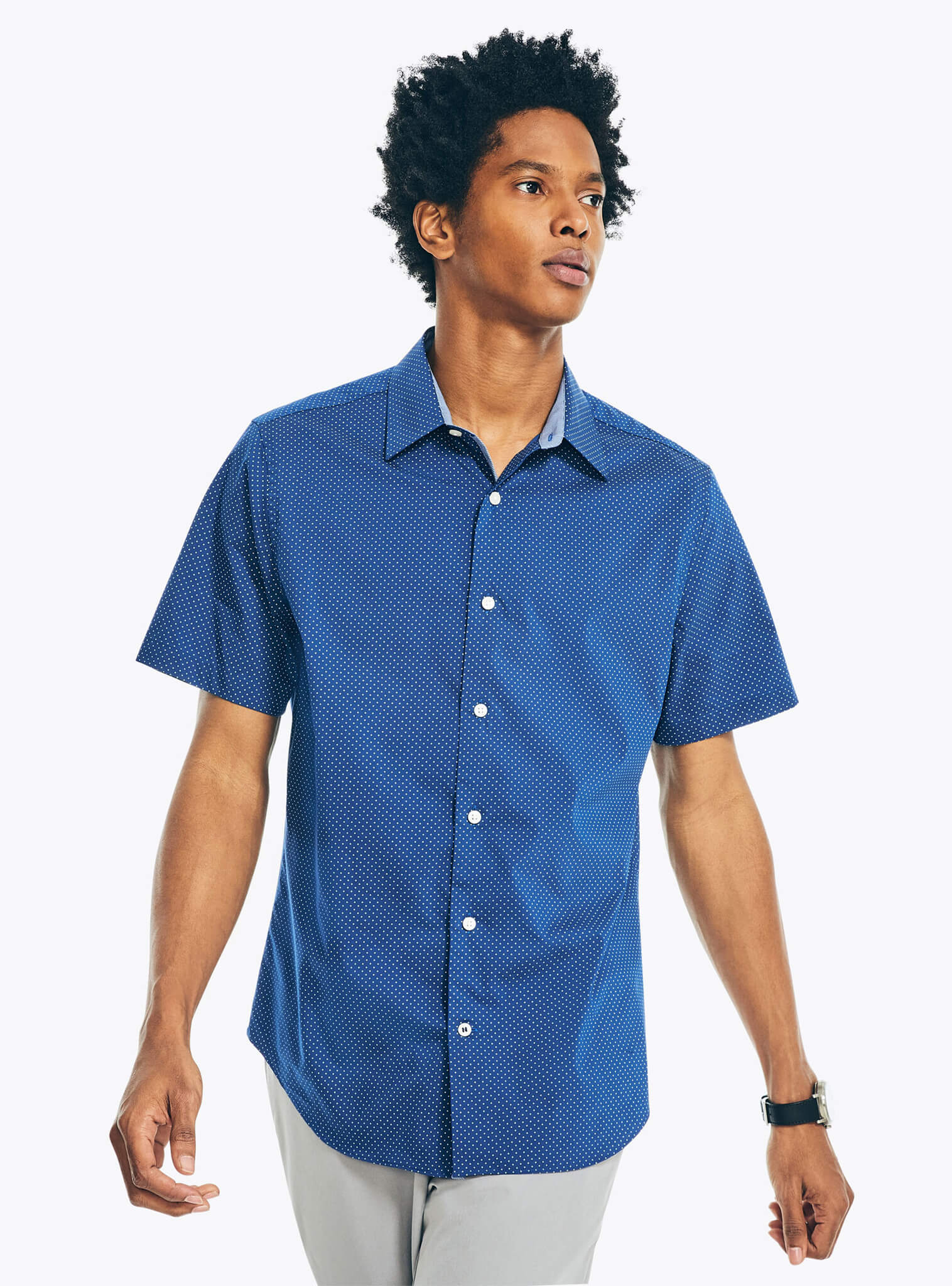 Camisa Manga Corta Print Puntos Azul Navtech Hombre